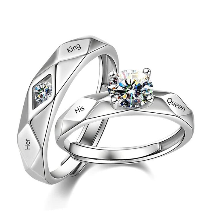 Elegant Crystal Heart Adjustable Ring for Women & Men - Silver Plated Couple Ring - Valentine's Day Gift for Wife, Girlfriend, Boyfriend - Perfect for Anniversaries, Engagements, and Romantic Occasions