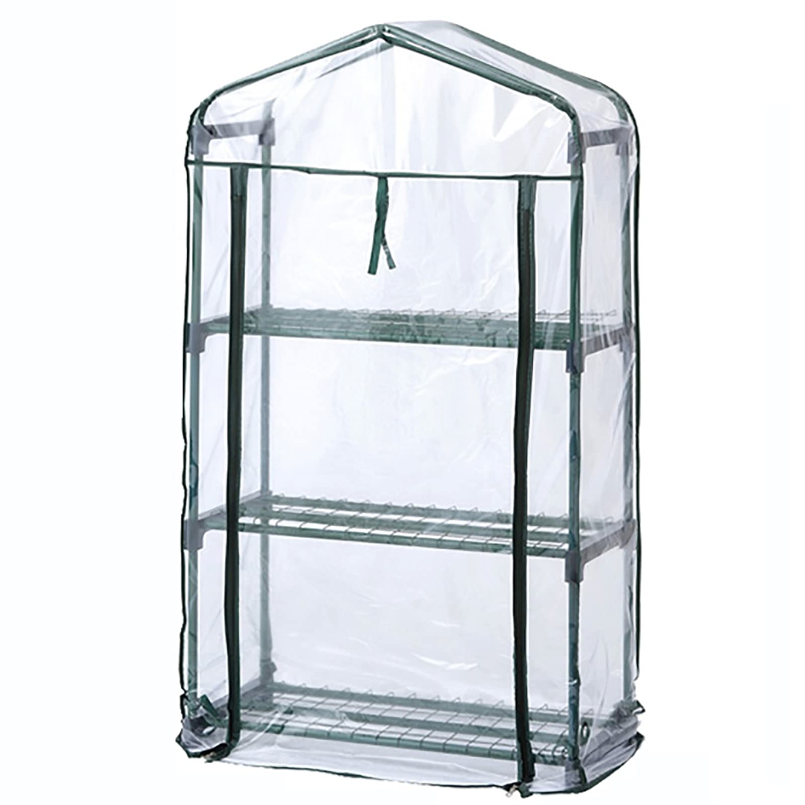 QLLL 3-Tier Mini Greenhouse - Portable Transparent PVC Cover with Zippered Door & Metal Shelves for Growing Vegetables, Flowers, Seedlings - Ideal for Indoor/Outdoor Gardening, Balcony & Backyard Use