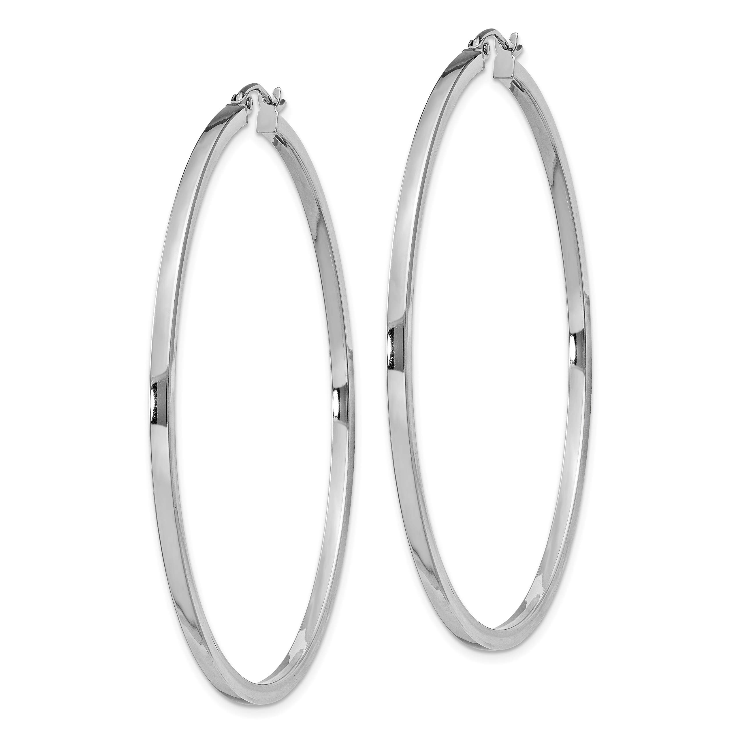 925 Sterling Silver Square Tube Round Extra Large Hoop Earrings for Women - Trendy Chunky Statement Jewelry for Parties, Weddings & Everyday Wear