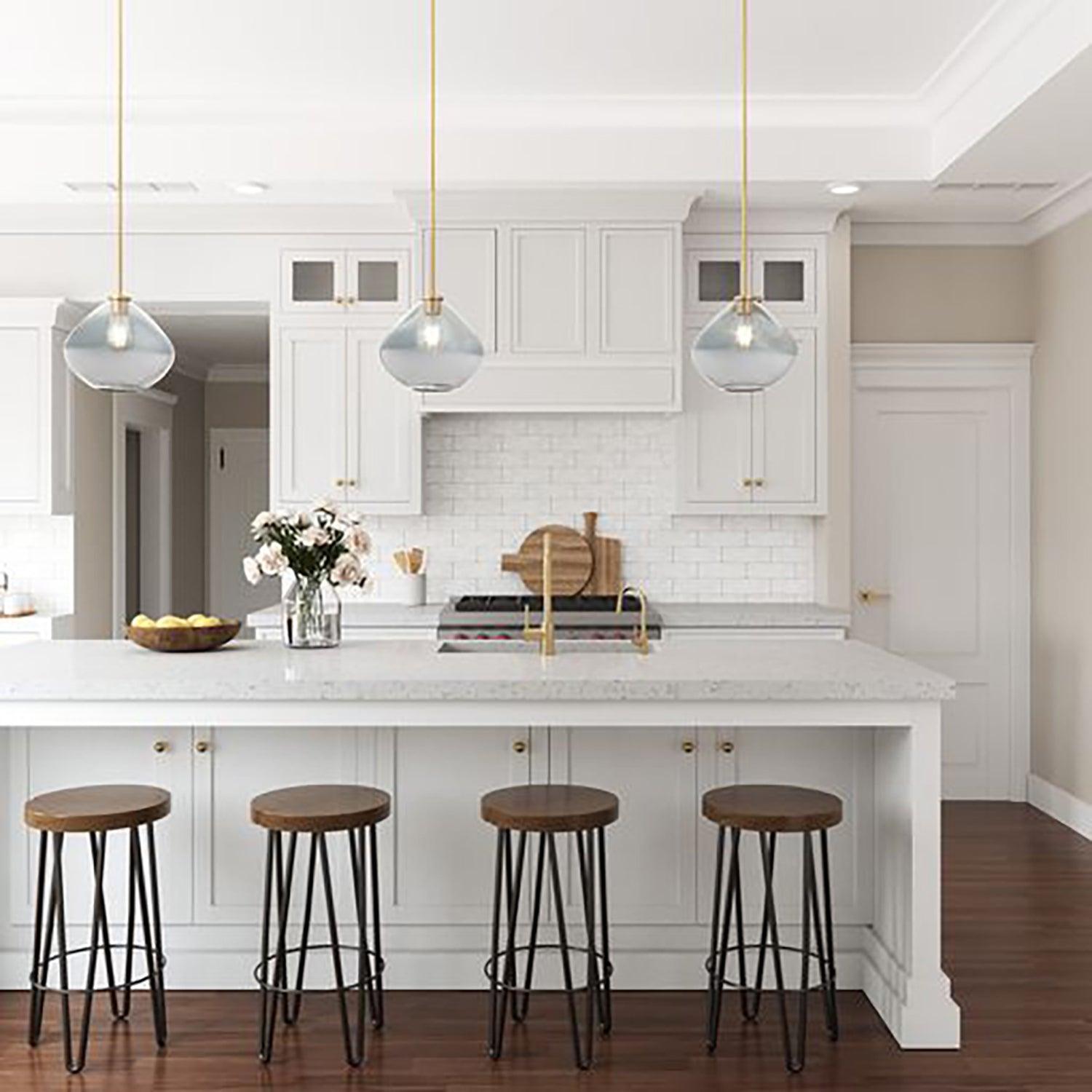 Phoebe 1-Light Modern Handblown Glass Pendant Light Fixture - Perfect for Kitchen Island, Dining Room, or Bedroom Lighting