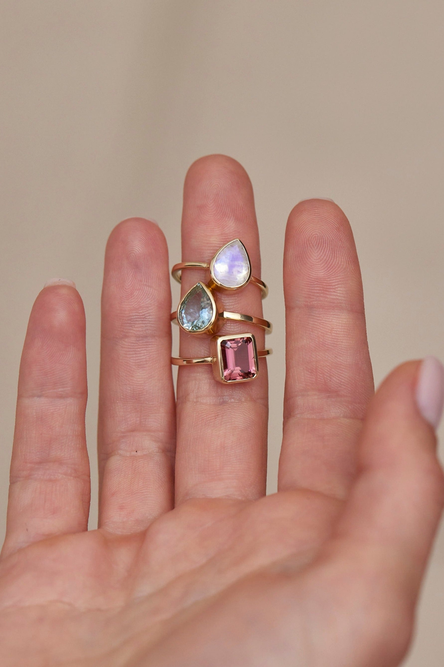 9K Yellow Gold Moonstone Teardrop Ring - Elegant Dainty Jewelry for Women, Perfect for Weddings, Parties & Everyday Wear