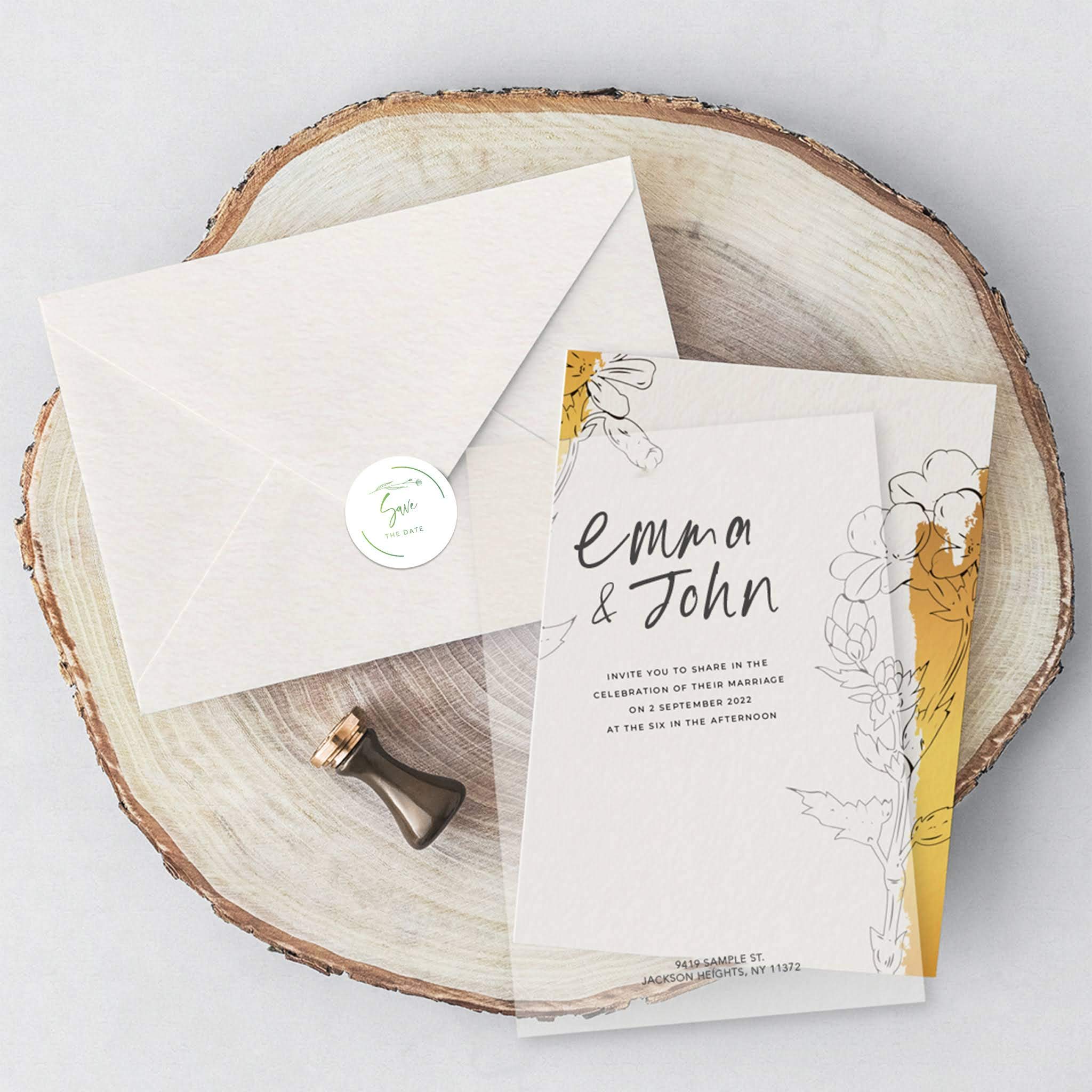 Save The Date Stickers - 2 Inch Round Wedding Seals, Green Minimal Bloom Design (120-Pack) | Perfect for Wedding Invitations, Envelopes & Stationery | Elegant DIY Wedding Decor & Event Planning Accessories