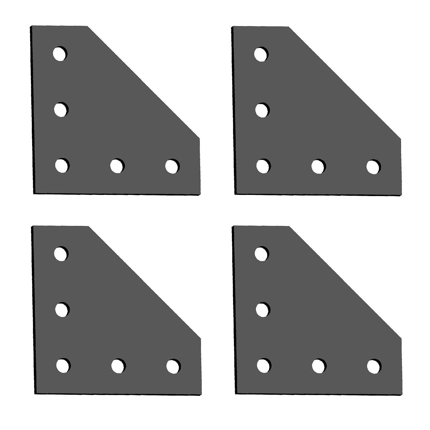 Aopin 2020 Series 5-Hole Black Anodized Aluminum Alloy Extrusion Bracket - 4Pcs for 3D Printer Frame, CNC Machine, Robotics & DIY Projects