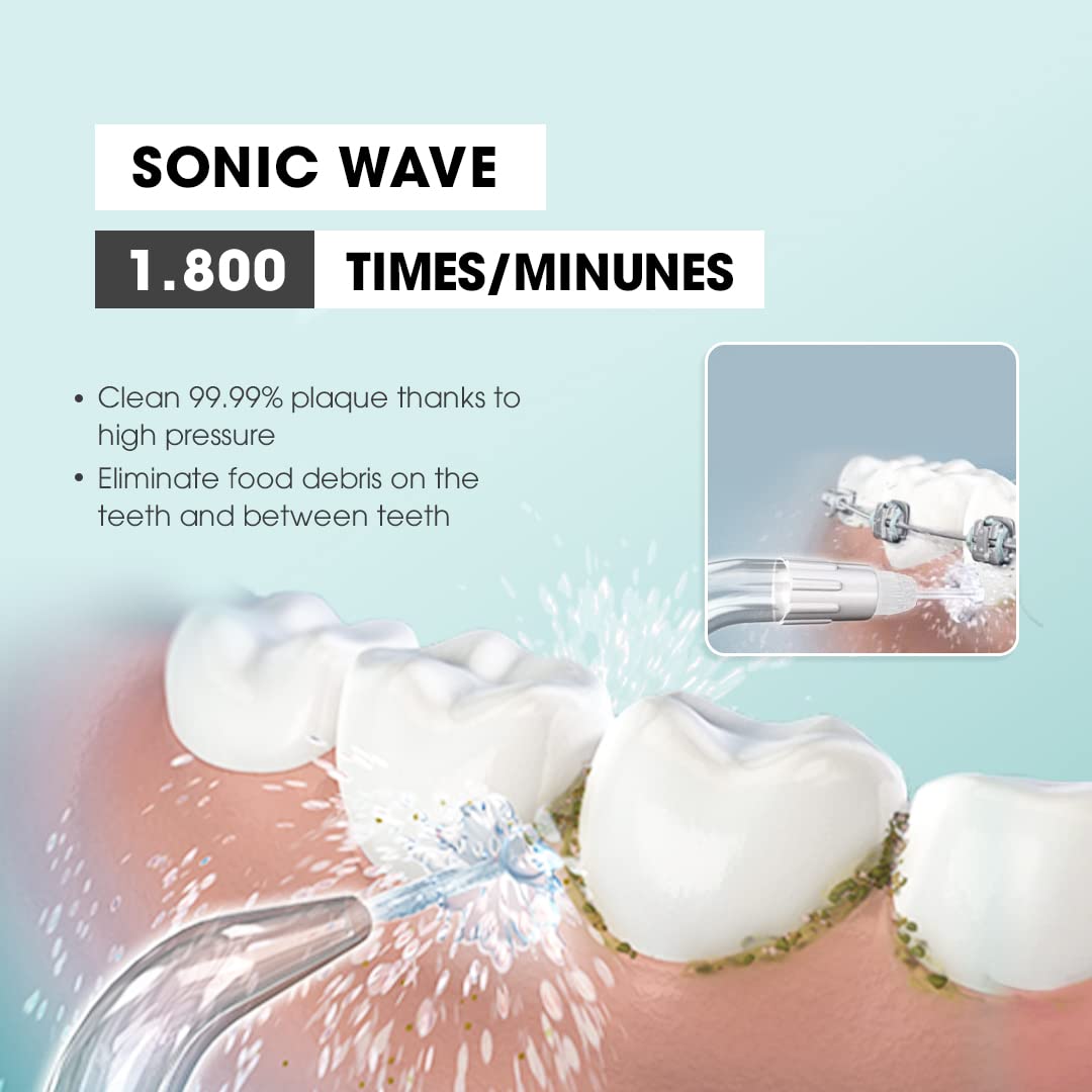 Halio 260ML Professional Cordless Water Dental Flosser - Electric Rechargeable Oral Irrigator with 5 Jet Tips & 6 Cleaning Modes, IPX7 Waterproof for Teeth Cleaning at Home, Travel or Office Use