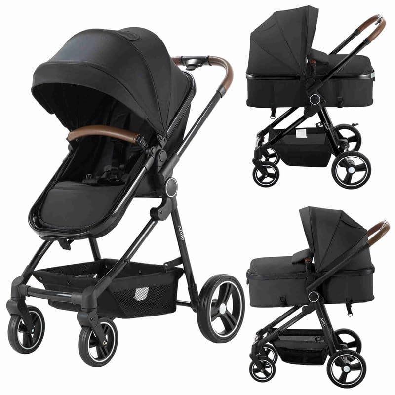 2 in 1 Baby Stroller with Bassinet - Lightweight Foldable Convertible Travel Stroller for Newborn & Toddler (Girl & Boy) | Perfect for Shopping, Travel & Daily Walks