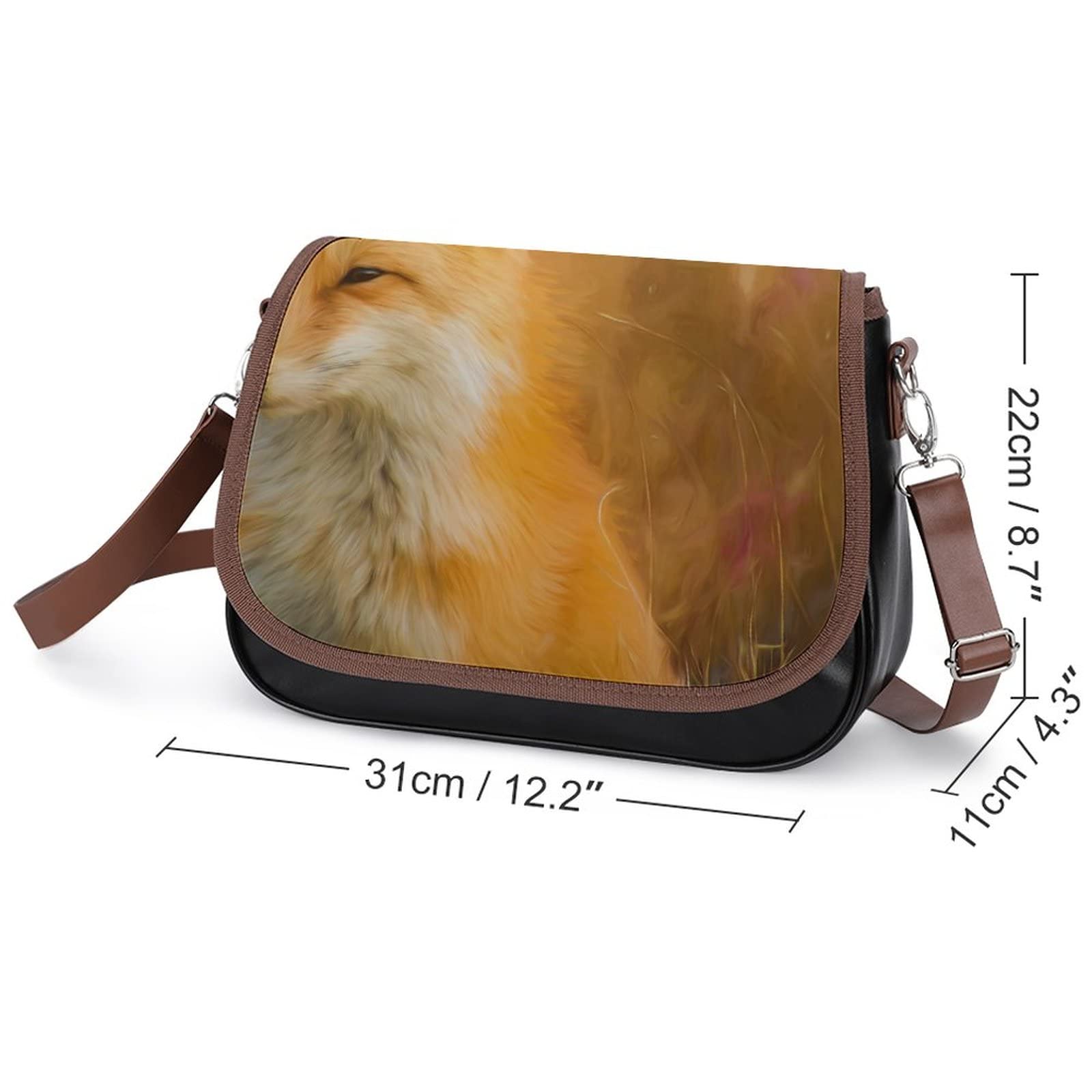 Stylish Women's Crossbody Bags - Genuine Leather Shoulder Purse for Daily Use, Work & Travel | Classic City Satchel Hobo Handbag with Fox Design