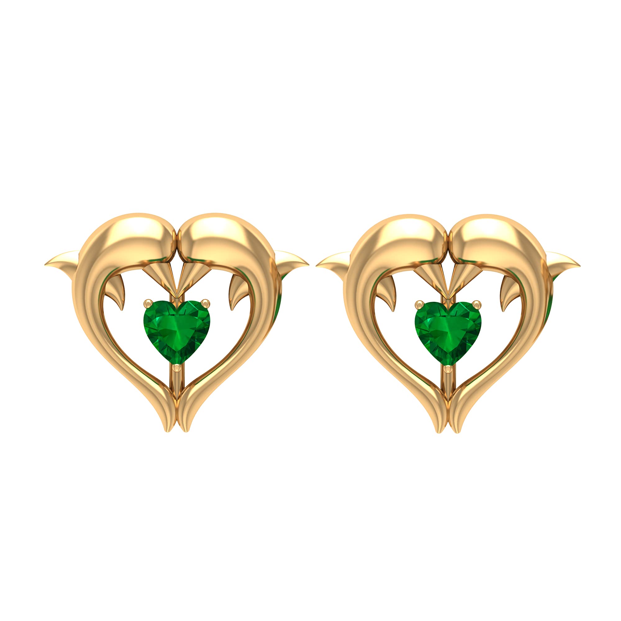 1/4 CT Heart-Shaped Emerald Stud Earrings for Women - 14K Solid Gold May Birthstone Jewelry - Perfect for Birthdays, Anniversaries & Special Occasions