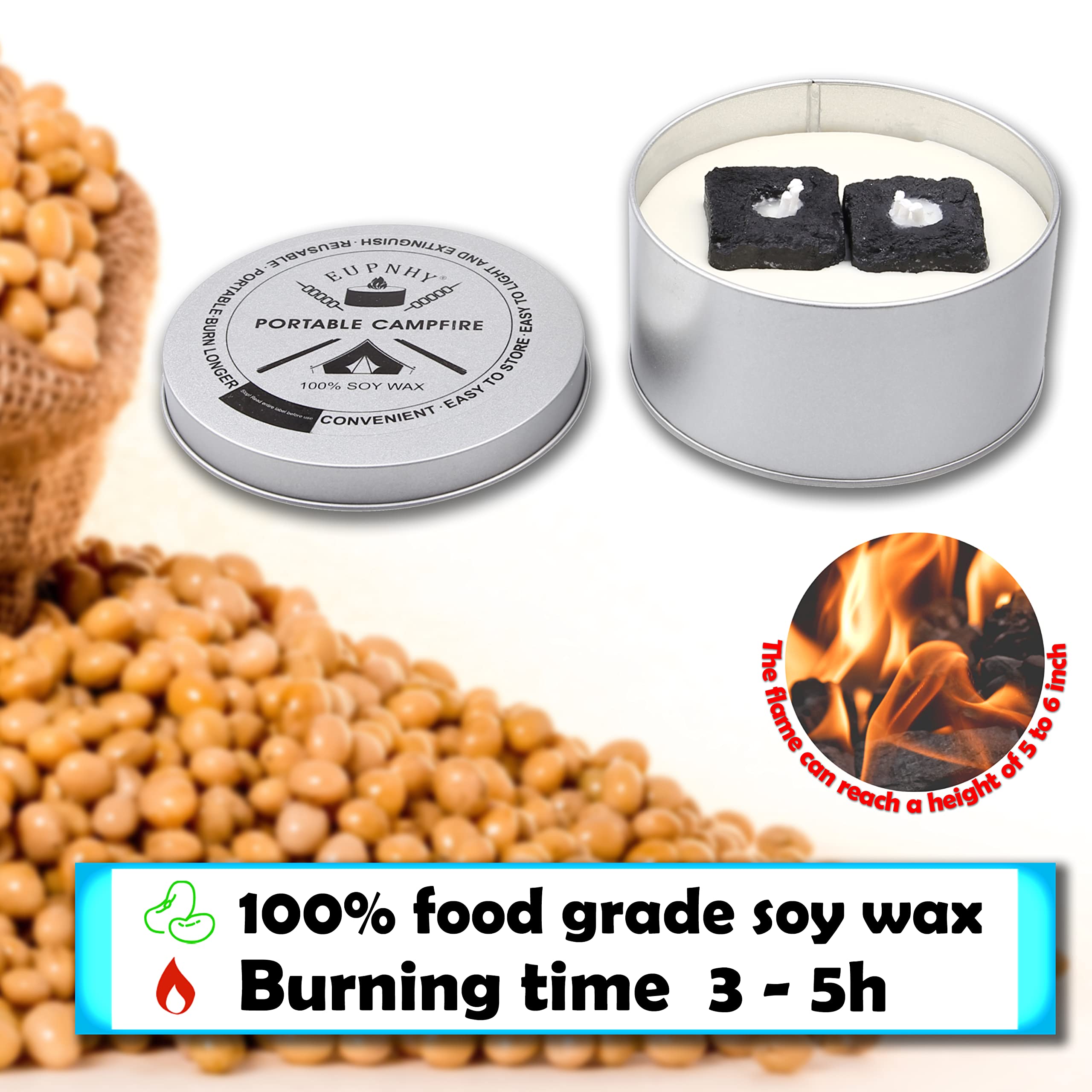 2 Pack Portable Campfire - Lightweight Fire Pit for Smores & Outdoor Cooking | 3-5 Hour Burn Time, No Embers, Easy Cleanup | Perfect for Camping, Backyard, Beach & Picnic Gifts | Compact & Convenient Travel Fire Pit Set
