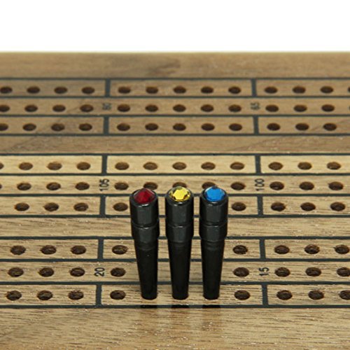 WE Games Black Metal Cribbage Pegs with Genuine Austrian Crystals - Set of 3 for Cribbage Board Game - Elegant Emerald Green - Perfect for Game Nights, Gifts & Collectors