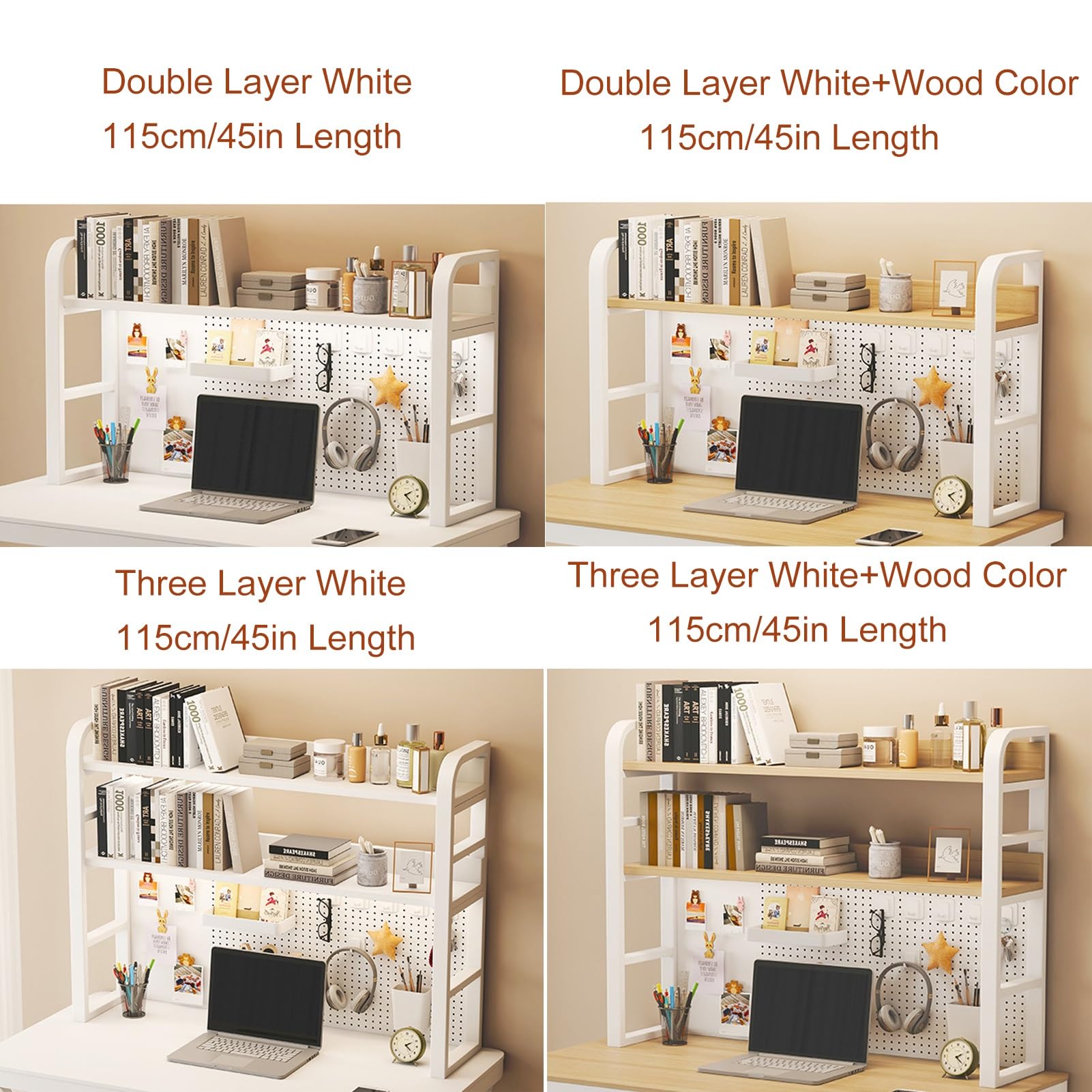 White Metal Peg Board with Hooks - 2 Layer 29 Inch Wall Mount Organizer for Desk, Office, Kitchen & Bedroom Storage | Perfect for Tools, Utensils & Office Supplies Organization