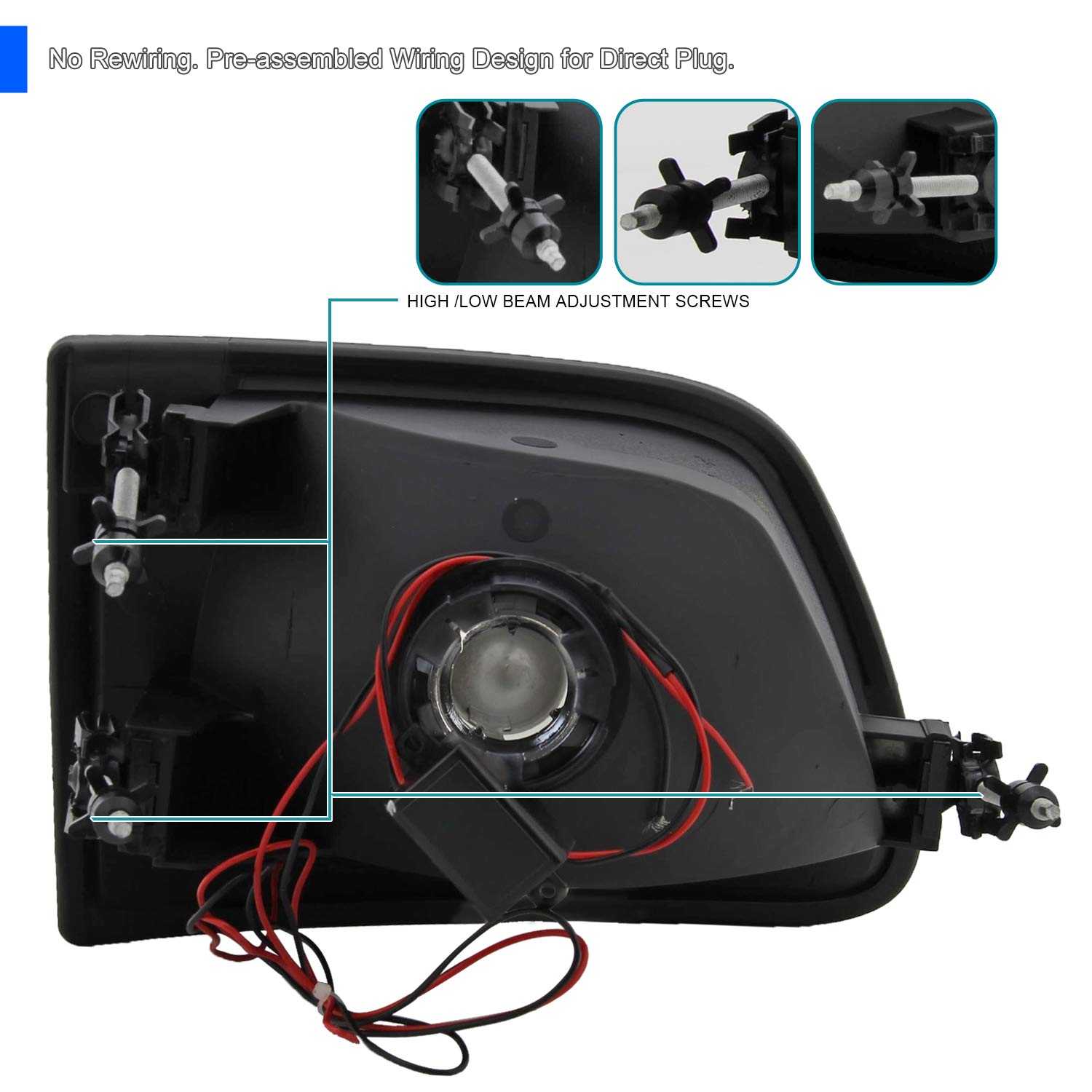 Spec-D Tuning LED Headlights & Corner Lights Turn Signal Lamp Pair - Compatible with 1997-2003 Ford F150 (Left & Right) - Upgrade Your Truck Lighting for Night Driving & Off-Road Adventures