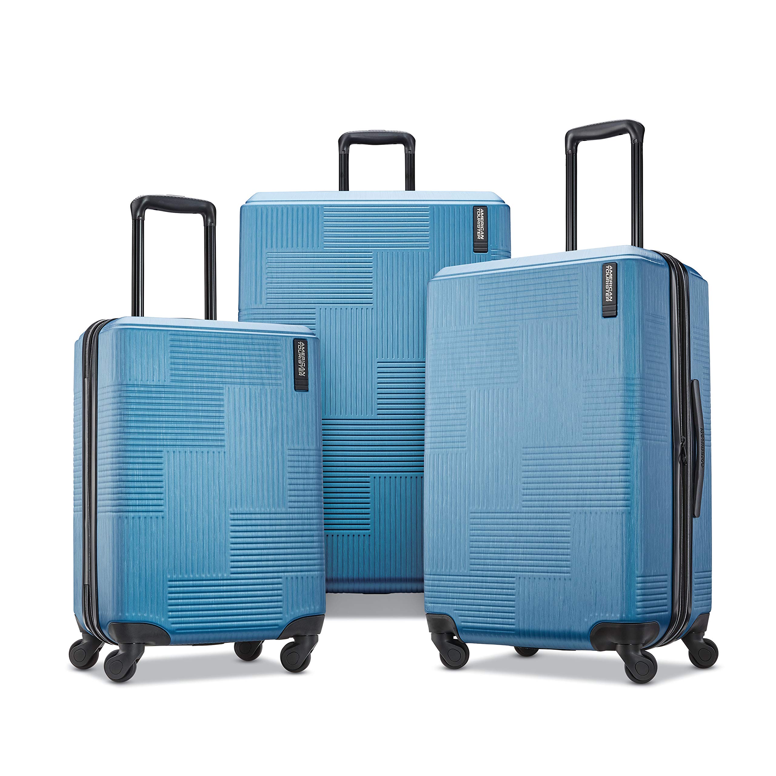 American Tourister Stratum XLT Expandable Hardside Suitcase with 360° Spinner Wheels - 28-Inch Checked Luggage in Blue Spruce | Perfect for International Travel & Family Vacations