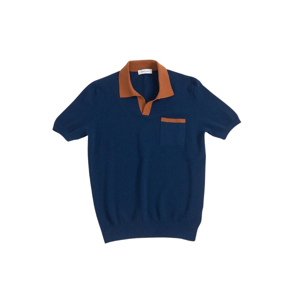 Premium Cotton Knit Pocket Polo Shirt for Men - Comfortable Casual Wear in Navy & Brown - Perfect for Office, Golf & Weekend Outings