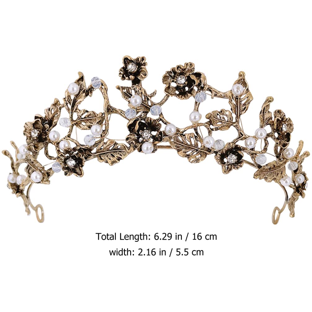Beavorty Elegant Crown Headband - Wedding Bridal Headpiece with Imitation Pearls, Birthday Party Hair Accessories for Girls, Prom & Special Occasions