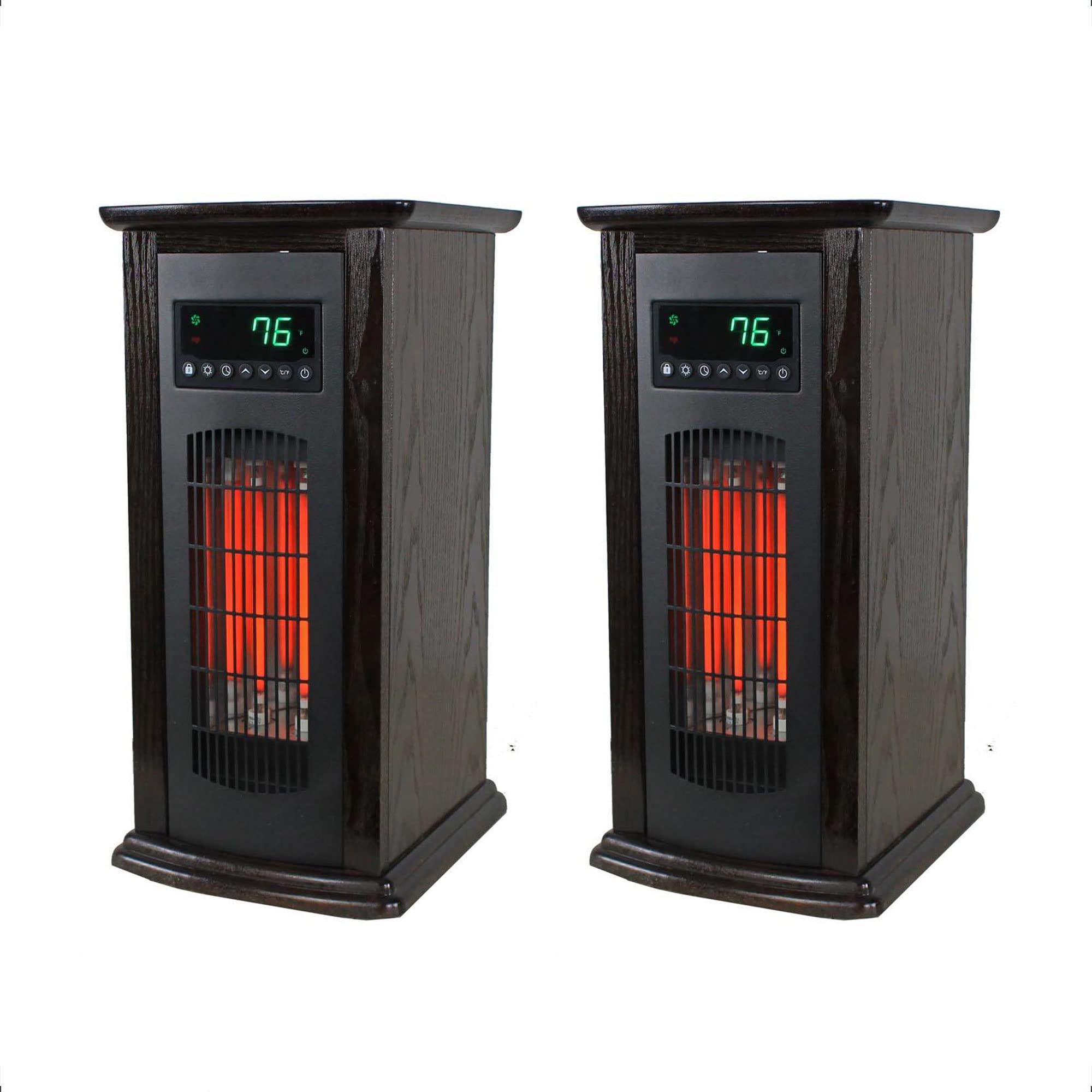 LifeSmart LifePro 1500W Infrared Quartz Tower Space Heater with Adjustable Temperature & Remote Control - Black (2 Pack) - Perfect for Bedroom, Living Room & Office Heating