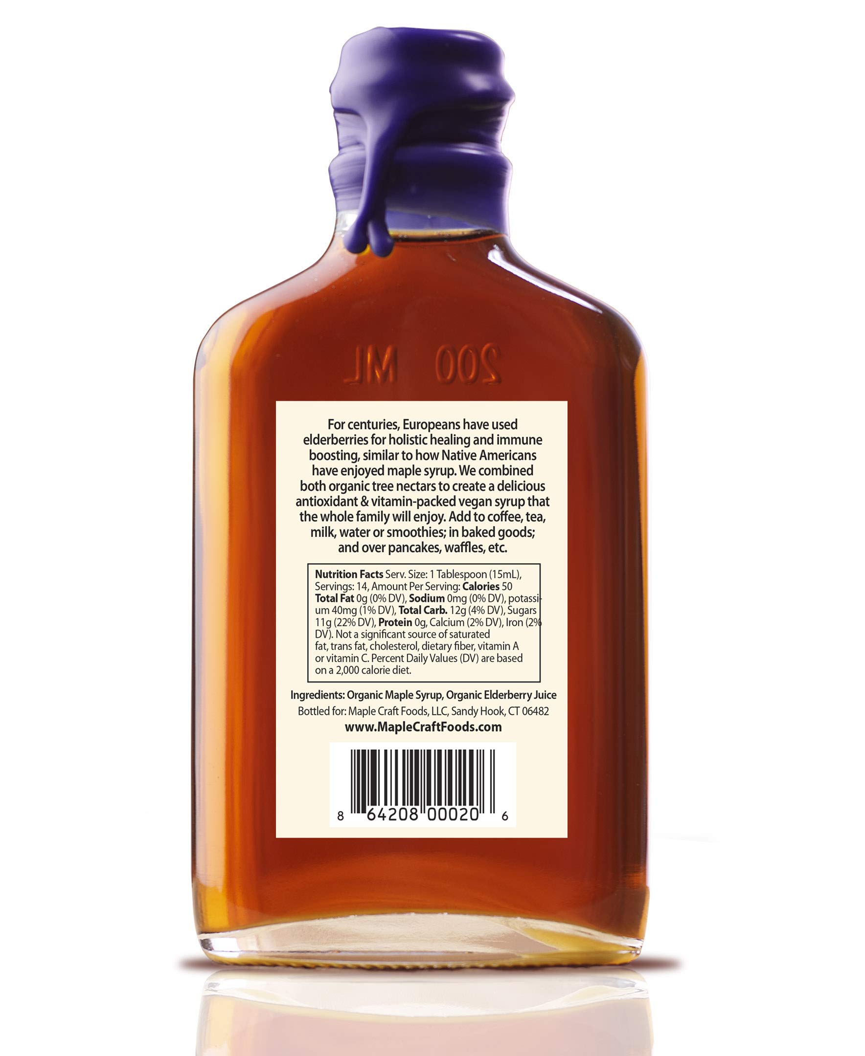 Organic Elderberry Maple Syrup (200ml) - Natural Sweetener for Pancakes, Waffles, Cocktails & Marinades - Perfect for Breakfast, Baking & Mixology