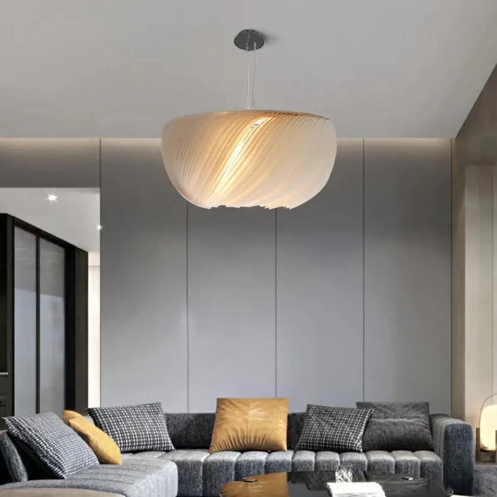 Modern White Spiral Pattern Artistic Pendant Light - Elegant Ceiling Lighting Fixture for Dining Room, Kitchen Island & Bedroom Decor