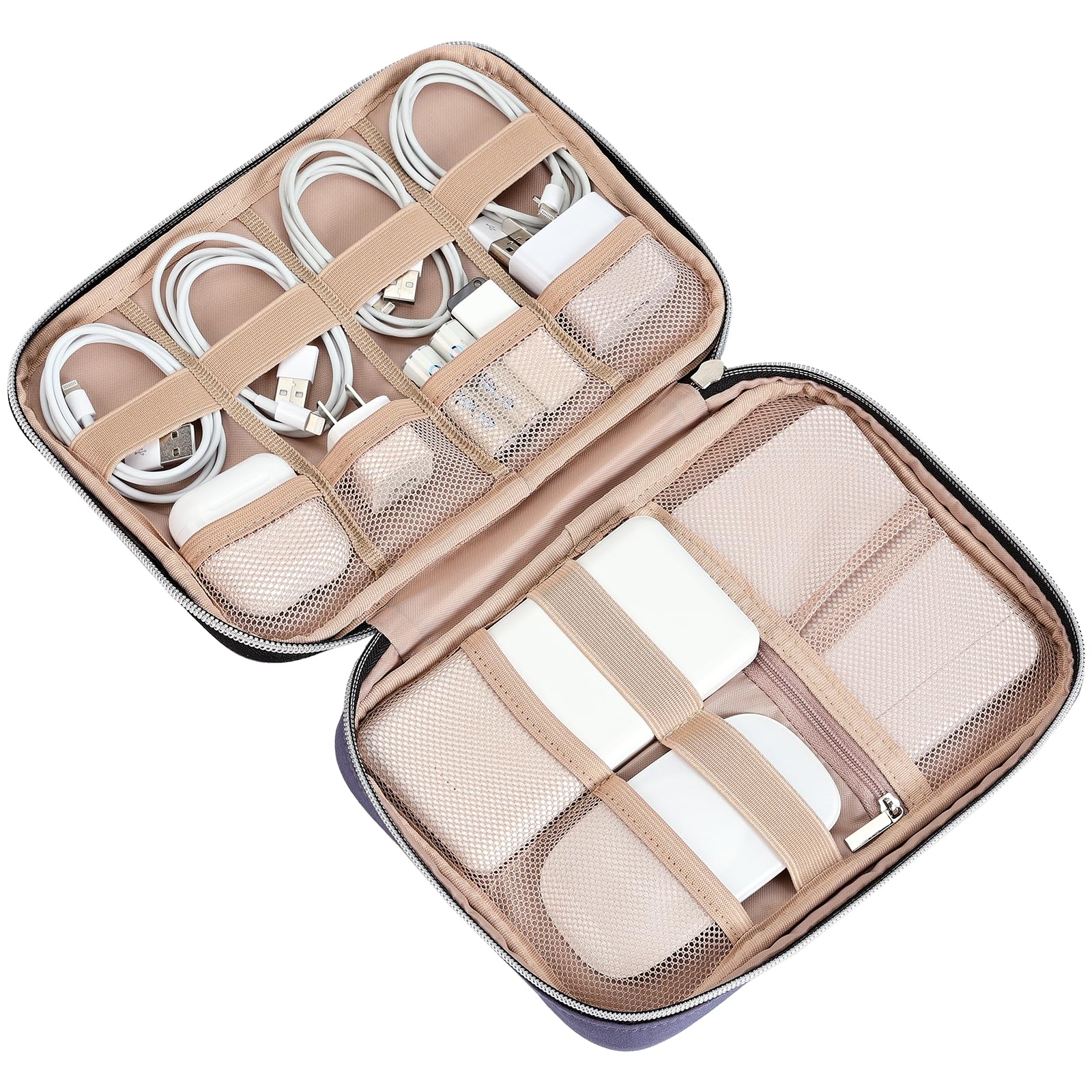 BELALIFE Electronic Organizer - Portable Travel Cable Storage Bag for Cords, Chargers, Phones, Earphones & Tech Accessories | USB, SD Card & Hard Drive Organizer | Blue-Gray | Perfect for Travel, Office & Home Organization