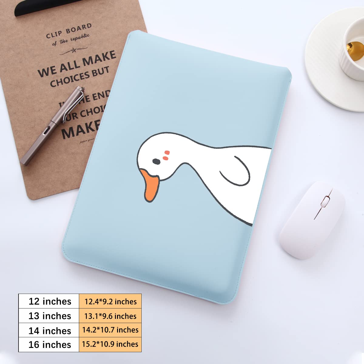 Stylish Blue Faux Leather 16 Inch Laptop Sleeve for MacBook Pro 16