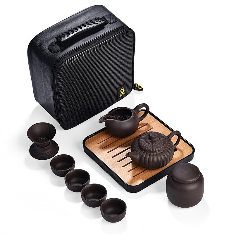 Premium Yixing Purple Clay Tea Set with Travel Bag - Authentic Chinese Gongfu Tea Ceremony Set for Home, Office & Travel Use