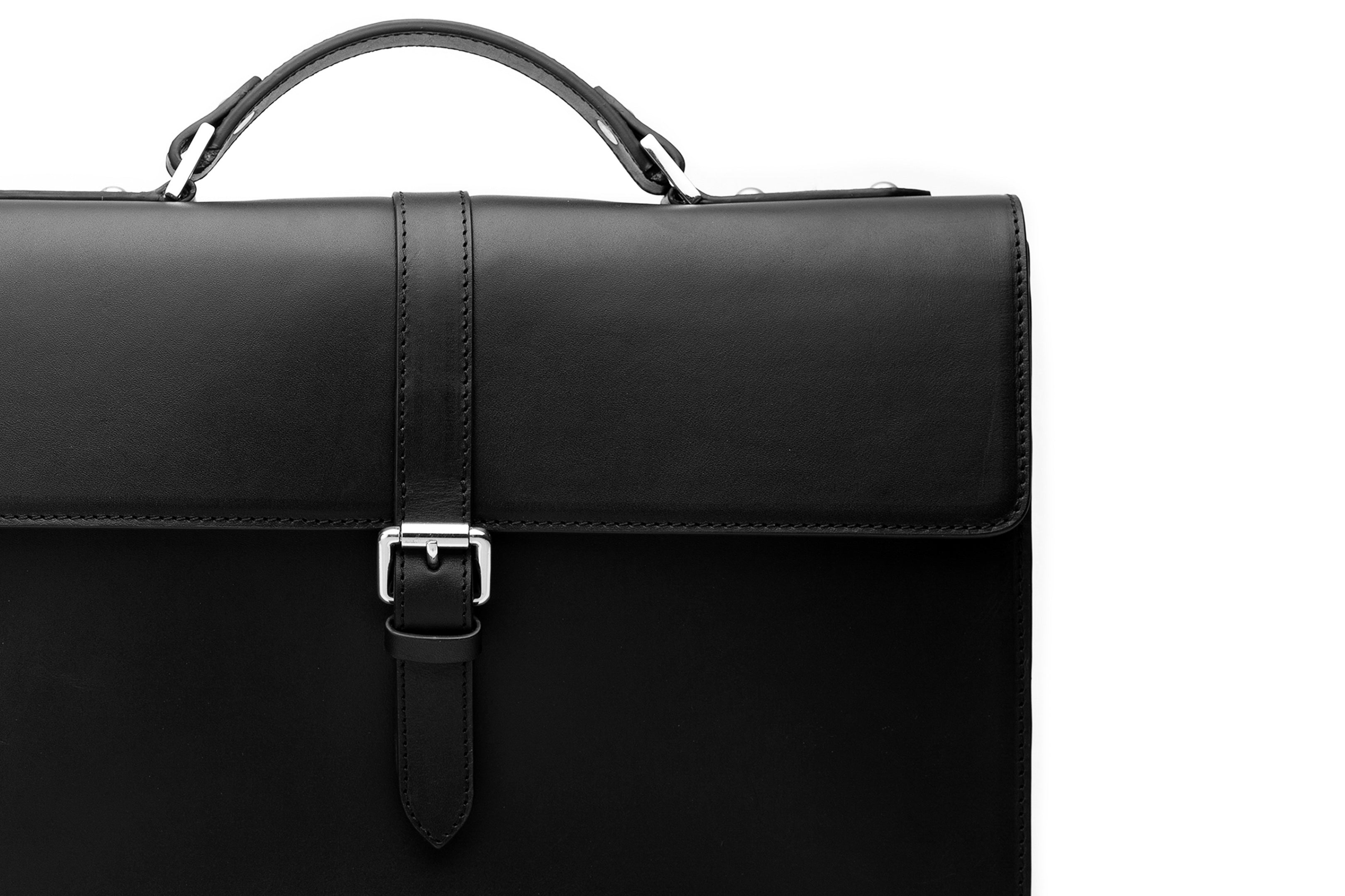 Premium Genuine Leather Laptop Briefcase for Business Professionals - Sleek Black Office Bag for Men & Women - Perfect for Work, Travel & Daily Commute