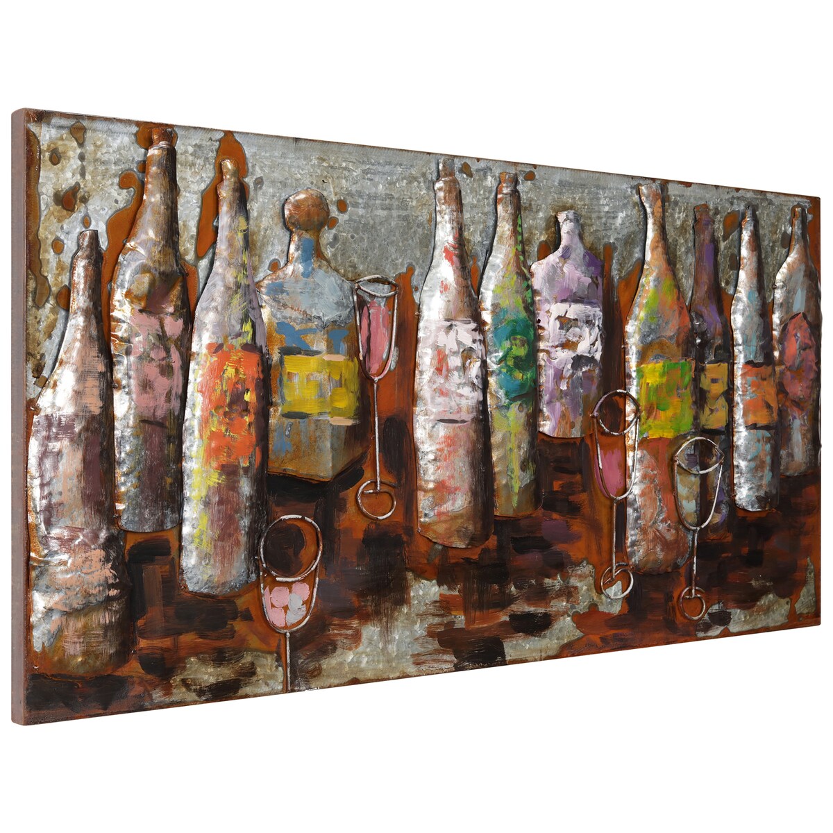 Hand-Painted 3D Mixed Media Wall Art - 5 O'Clock Design - Unique Iron Wall Decor for Living Room, Bedroom & Office - Perfect for Home & Office Décor