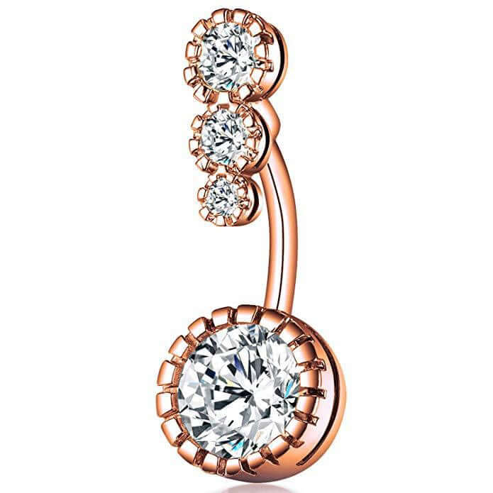 Sparkly Belly Button Piercing - Stainless Steel Navel Ring with Crystals | WH6011 | Perfect for Parties, Beach Wear & Body Jewelry Fashion