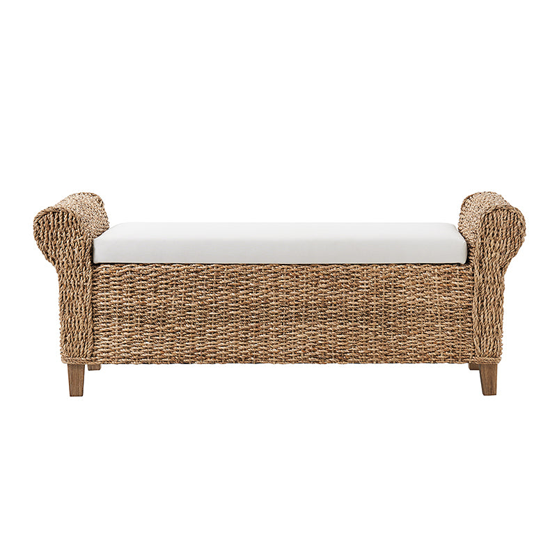 Wilhelm Ratten Storage Bench - Coastal Style Entryway & Living Room Furniture with Hidden Storage | Perfect for Small Spaces, Hallways, and Bedrooms