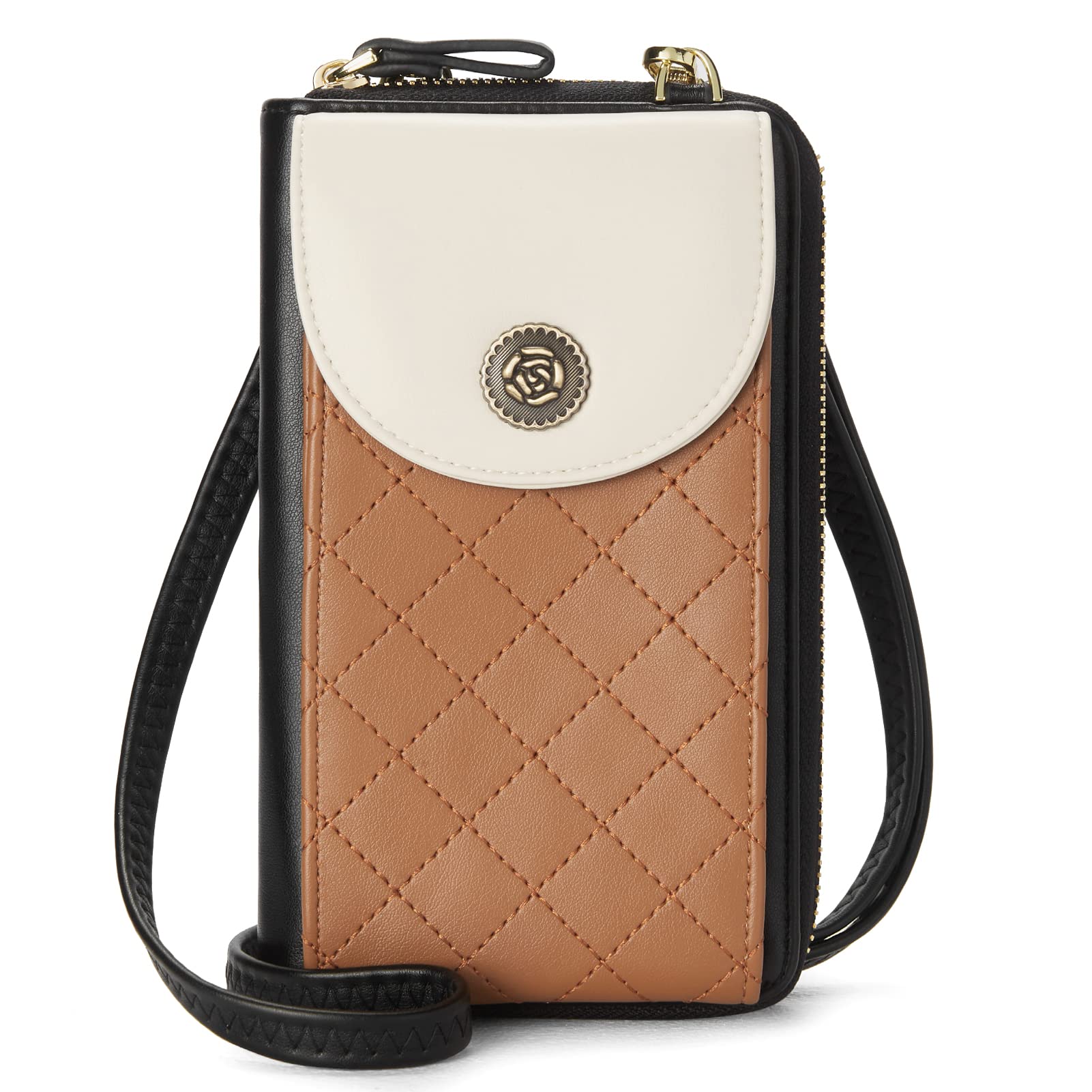 BROMEN Vegan Leather Small Crossbody Phone Purse for Women - RFID Blocking Wallet with Credit Card Holder - Perfect for Travel, Shopping & Daily Essentials