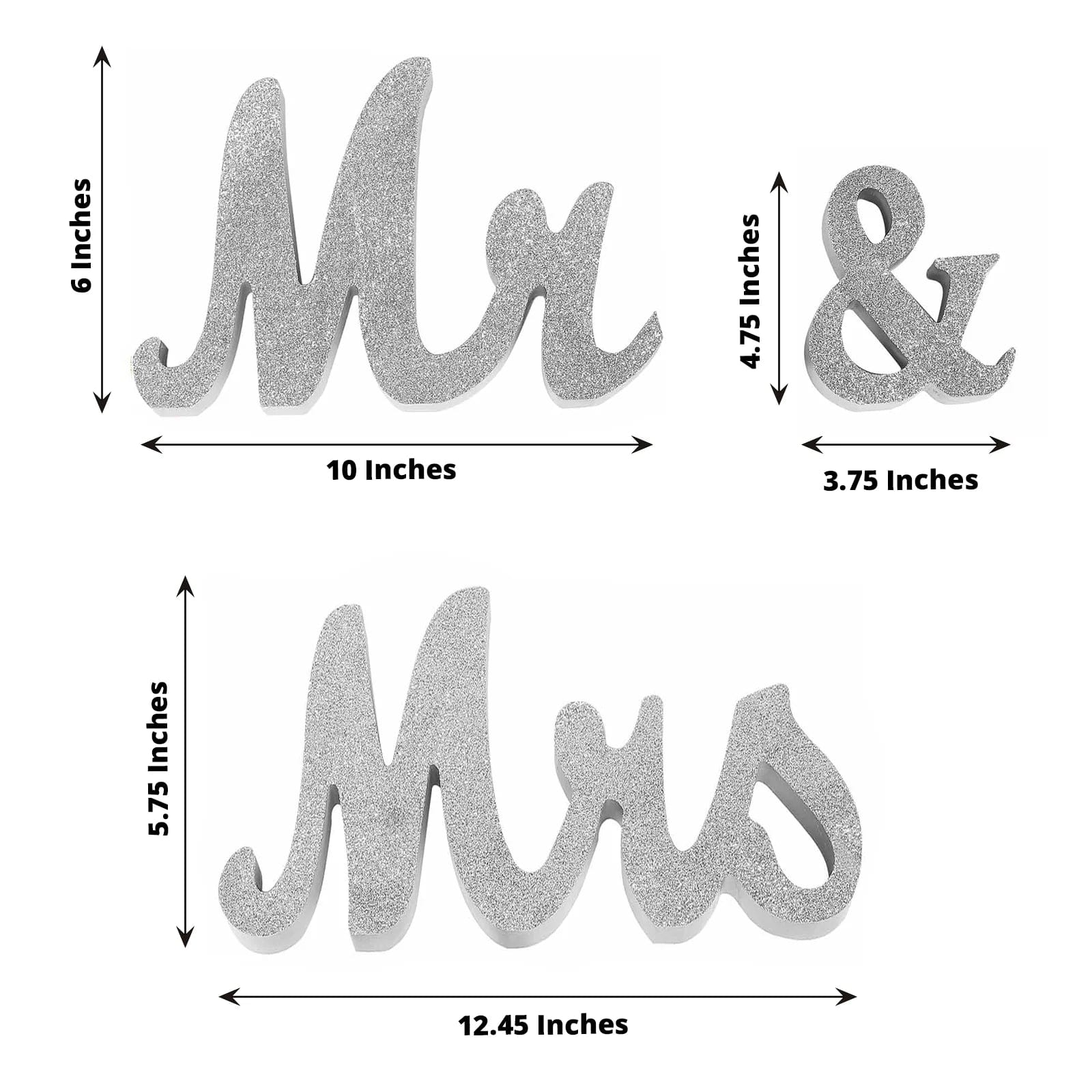 Glittered Wooden Mr & Mrs Freestanding Wedding Table Signs - Elegant Couple Name Display for Wedding Reception, Anniversary & Romantic Decor