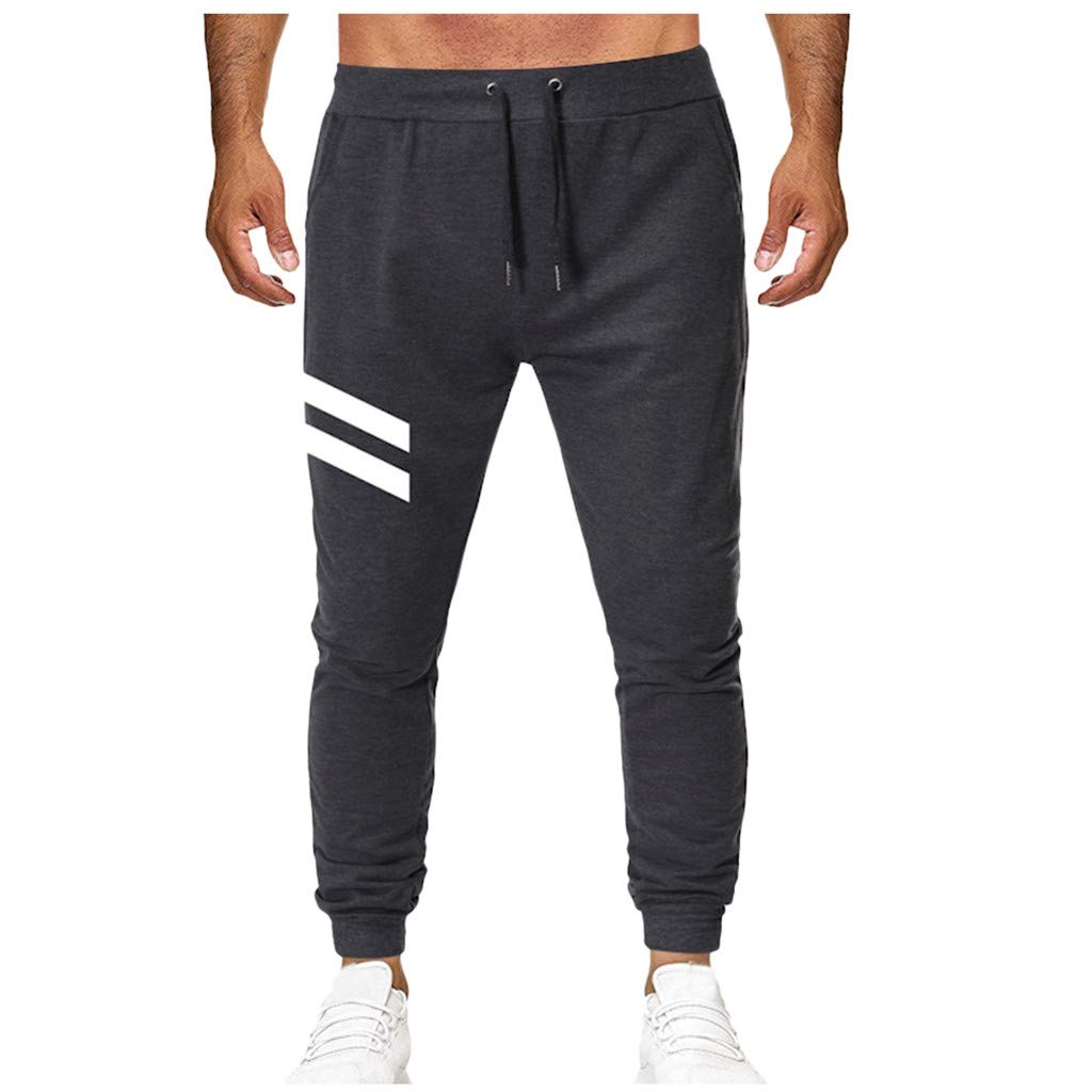 HAURWOKM Men's Casual Sports Running Pants - Breathable Printed Drawstring Long Pants for Outdoor Jogging, Gym Workouts & Active Lifestyle