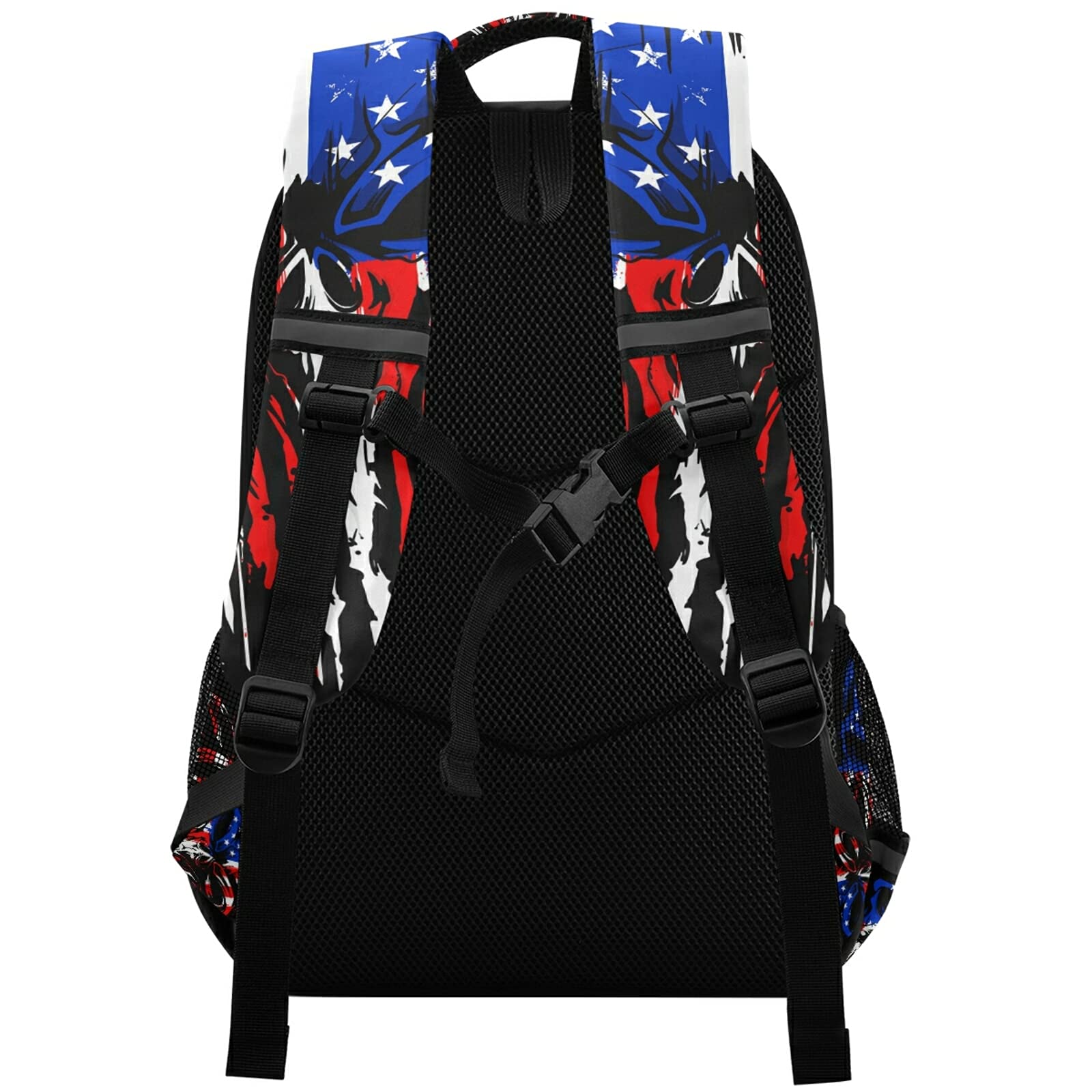 Panksolu Skull American Flag Backpack - Lightweight Laptop Backpack for School, Travel & Hiking - Durable Book Bag for Women, Men & Kids (One Size) - Perfect for College, Work Commute & Outdoor Adventures