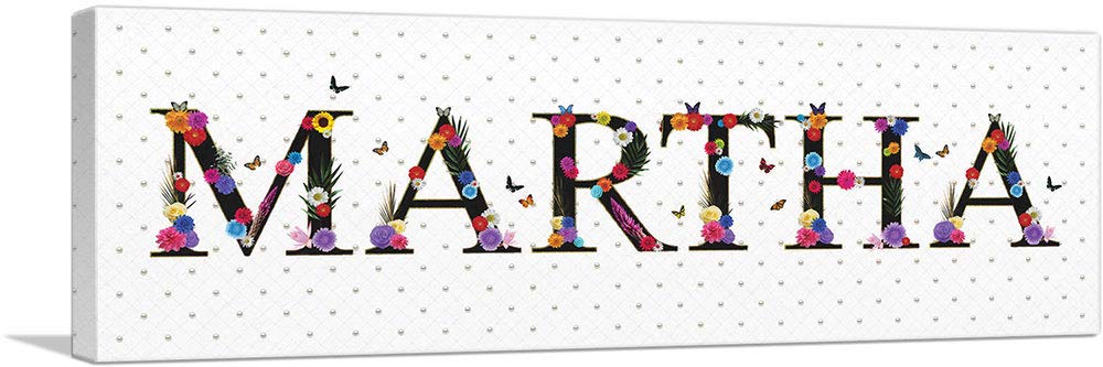 ARTCANVAS MARTHA Girls Name Wall Art - 48x16 Inch Framed Canvas Painting, Nursery Decor, Personalized Room Decor, Stretched Giclee Print - Perfect for Bedroom, Kids Room & Baby Shower Gift (1.5