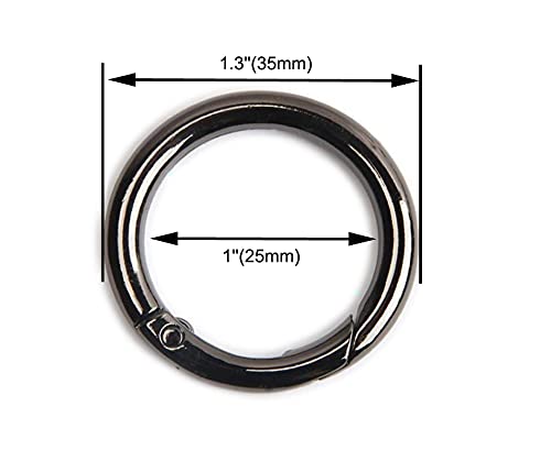 8pcs Black Gun Spring O Ring, 1 Inch (2.5cm) Round Carabiner Snap Clip Trigger Spring Keyring Buckle - Durable O Ring for Bags, Purses, Backpacks, Keychains & Outdoor Gear - Perfect for Camping, Hiking, Travel & Everyday Carry Accessories