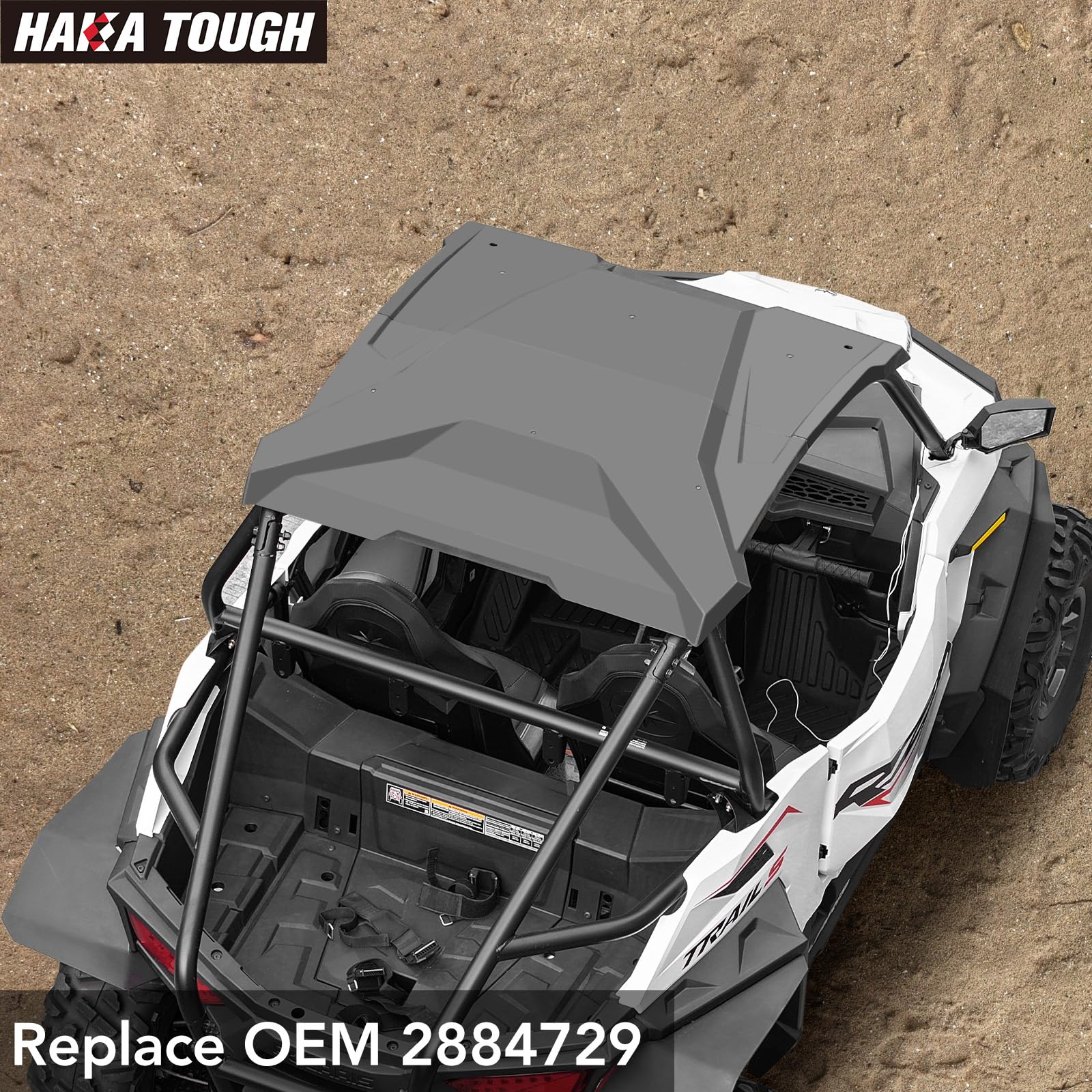 HAKA TOUGH Sport Roof for Polaris RZR Trail S 1000 & 900 (2021-2024) | 2-Piece Hard Coat Plastic Replacement Top | OEM 2884729 Compatible | Perfect for Off-Roading & Trail Adventures