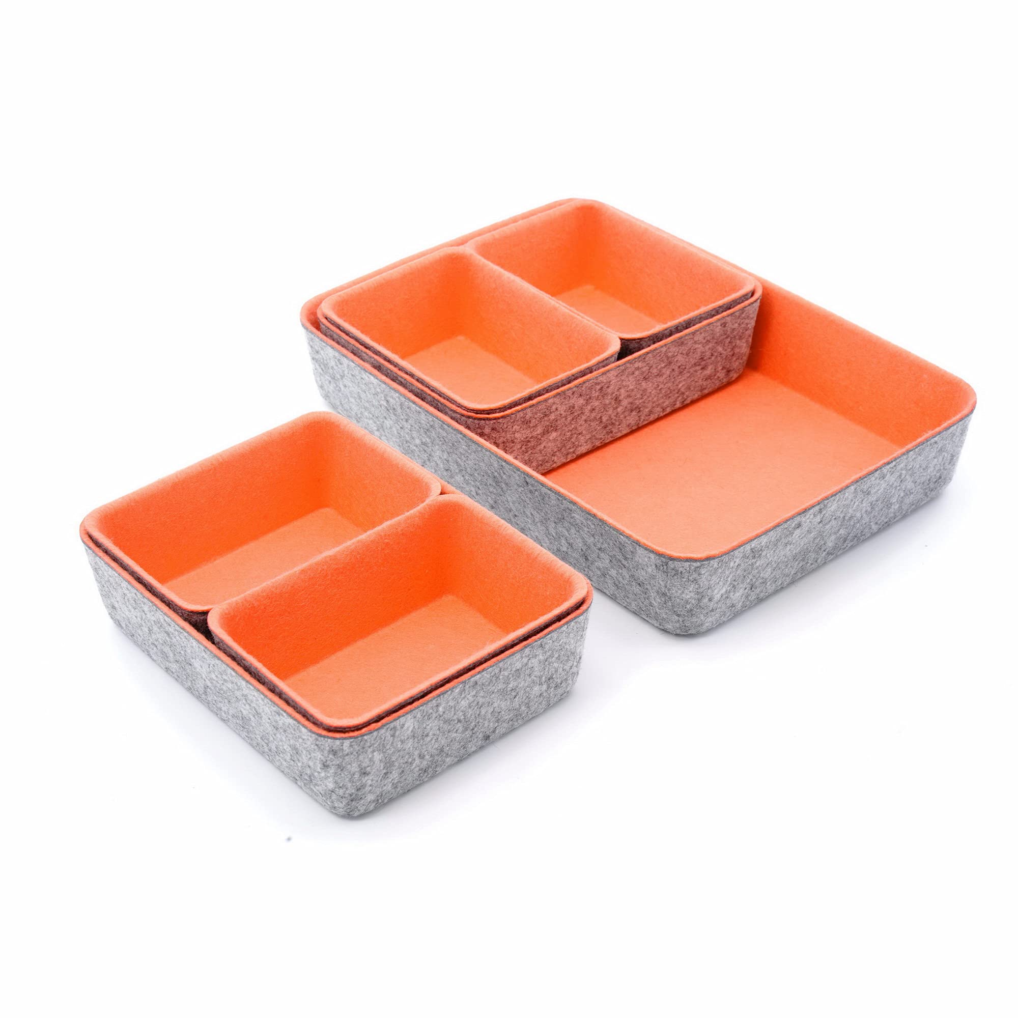 Welaxy 7-Pack Drawer Organizers & Dividers - Coral Storage Bins for Office, Kitchen, Bathroom & Closet Organization - Space Saving & Durable Plastic Drawer Trays