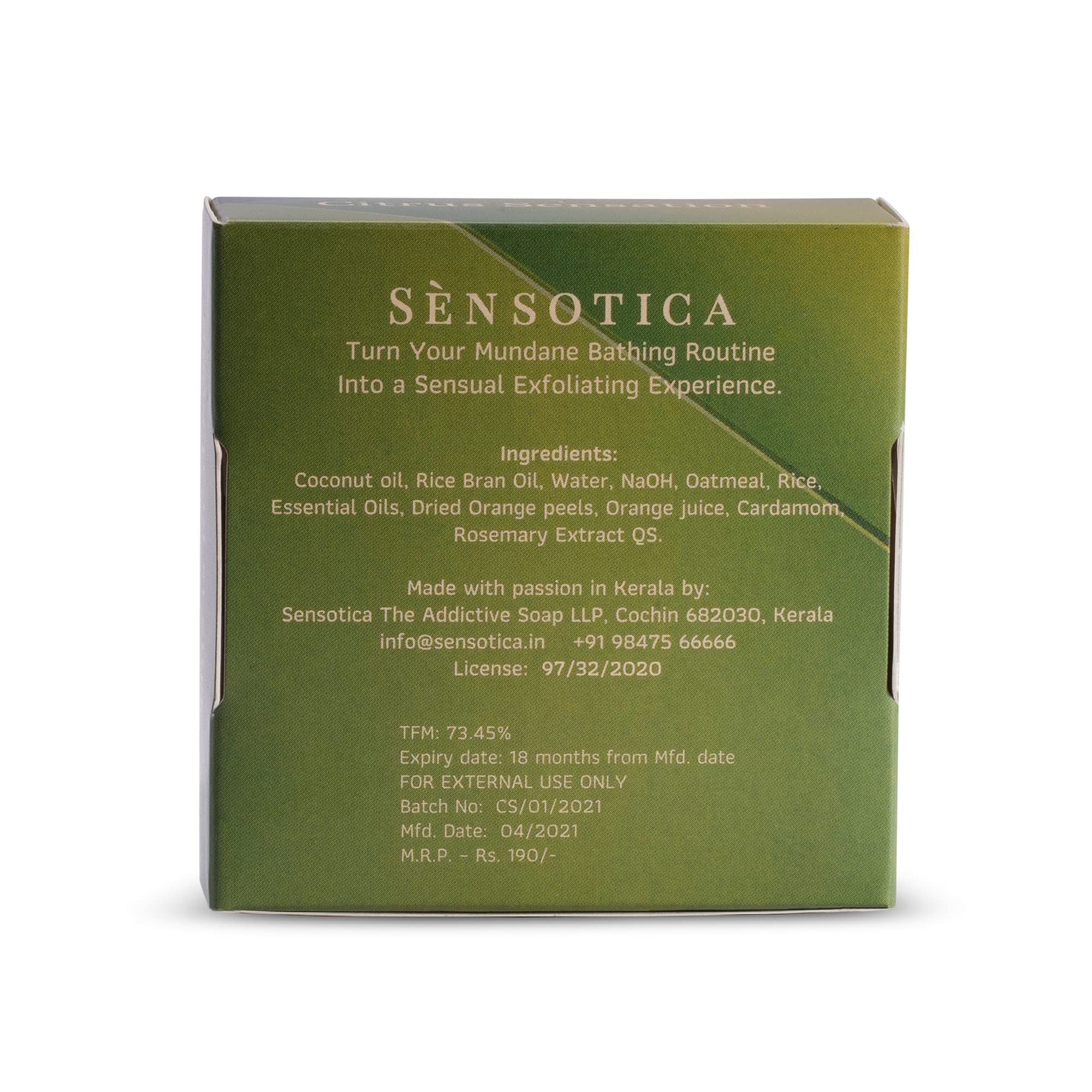 Sensotica Citrus & Coffee Exfoliating Soap Bar - Natural Handmade Facial Cleanser with Essential Oils for Gentle Exfoliation & Deep Cleansing - Sensitive Skin & Acne Care - Perfect for Daily Skincare Routine & Spa Treatment at Home