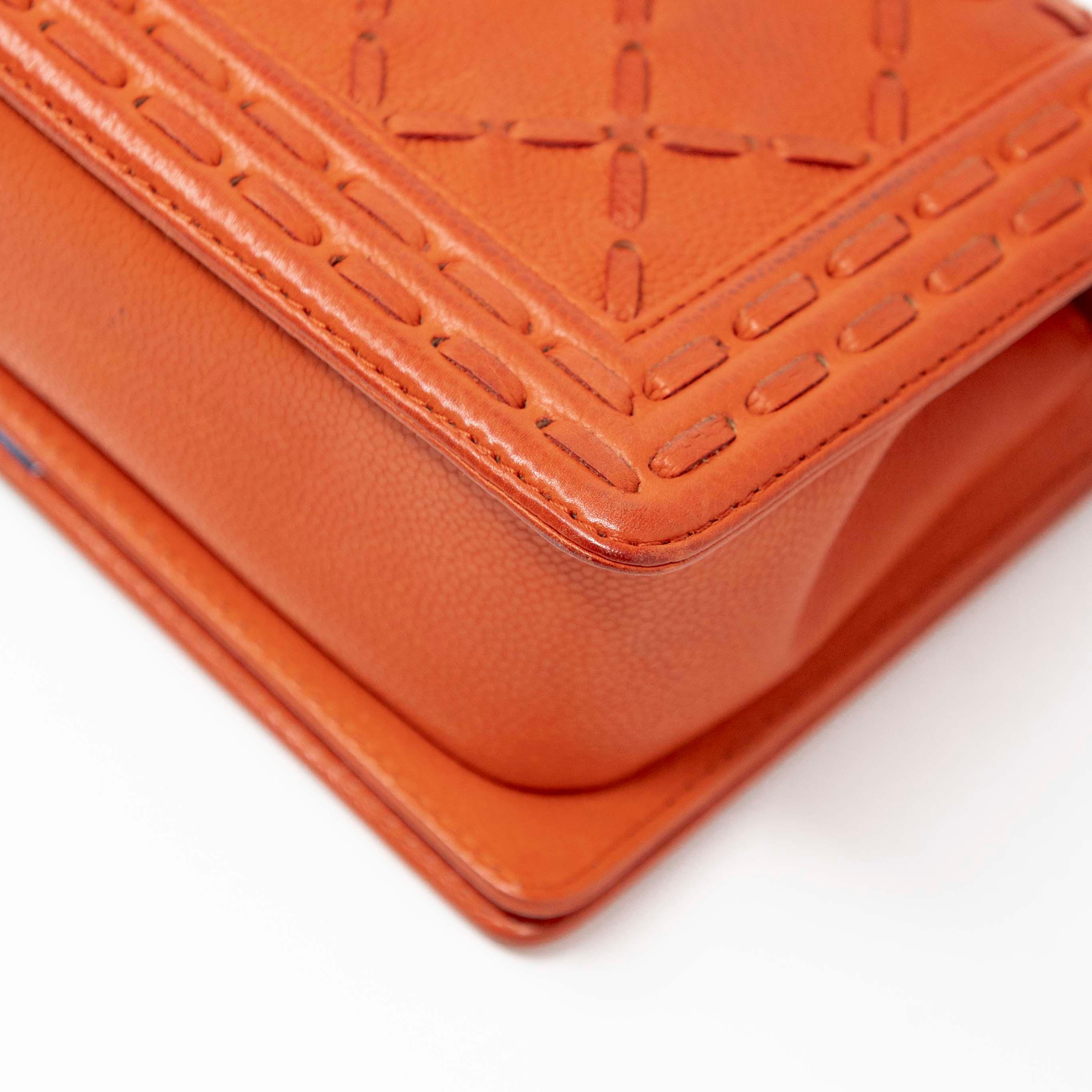 Chanel Orange Medium Whipstitch Boy Bag - Luxury Leather Crossbody Handbag for Women | Perfect for Parties, Date Nights & Special Occasions