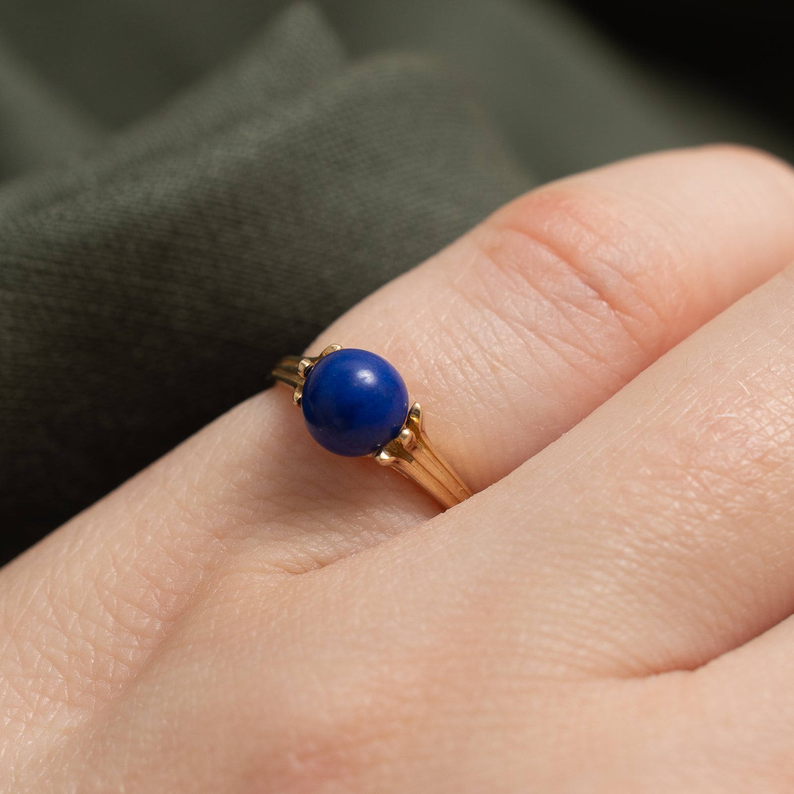 Lapis Lazuli Sphere Ring - 1.60ct Genuine Stone - Size 3.75 - Elegant Blue Gemstone Jewelry for Women - Perfect for Gifts, Parties & Spiritual Healing