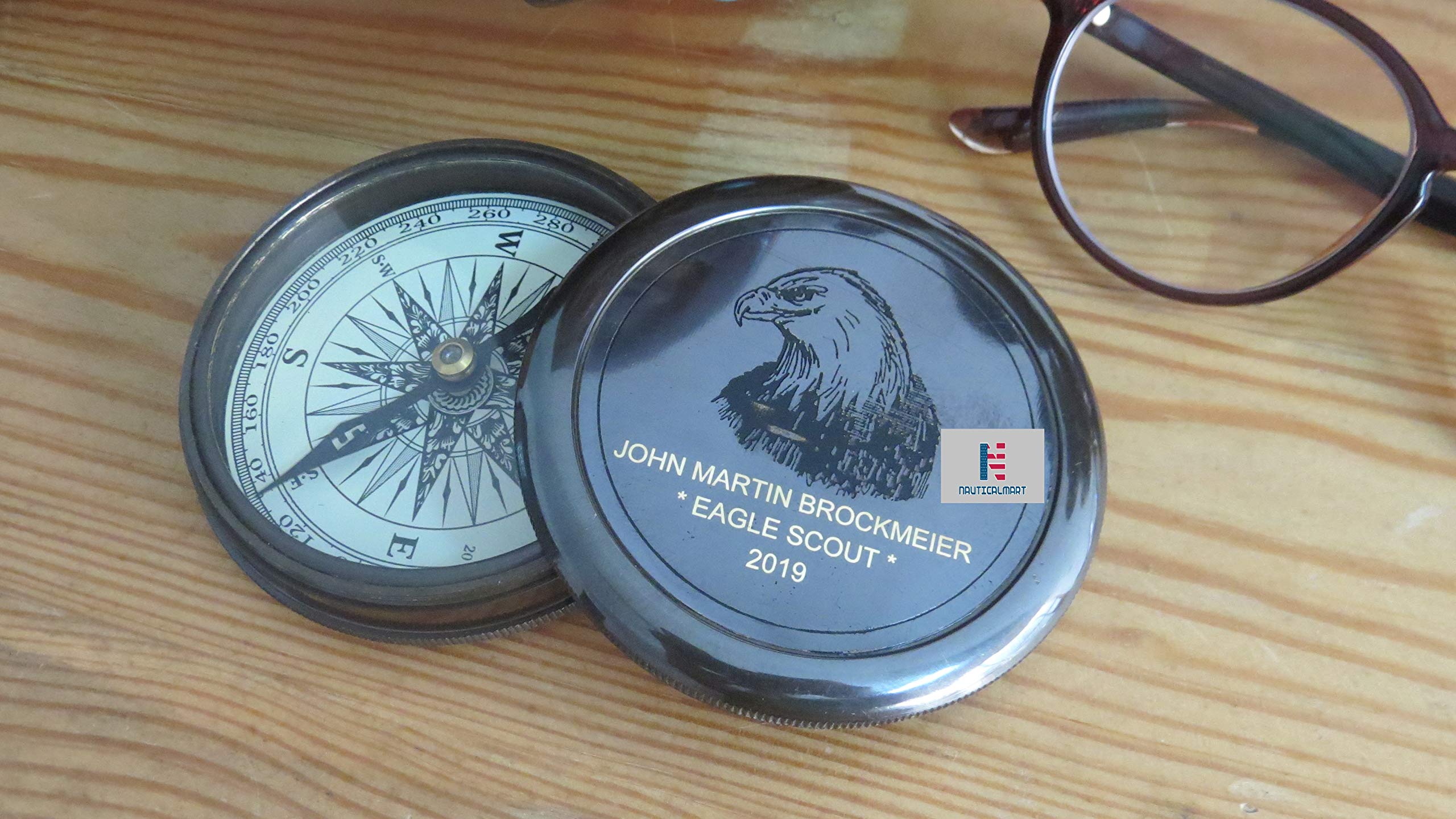 Personalized Engraved Eagle Brass Compass - Premium Gift for Outdoor Enthusiasts, Hikers & Adventurers - Perfect for Camping, Hiking & Survival Gear