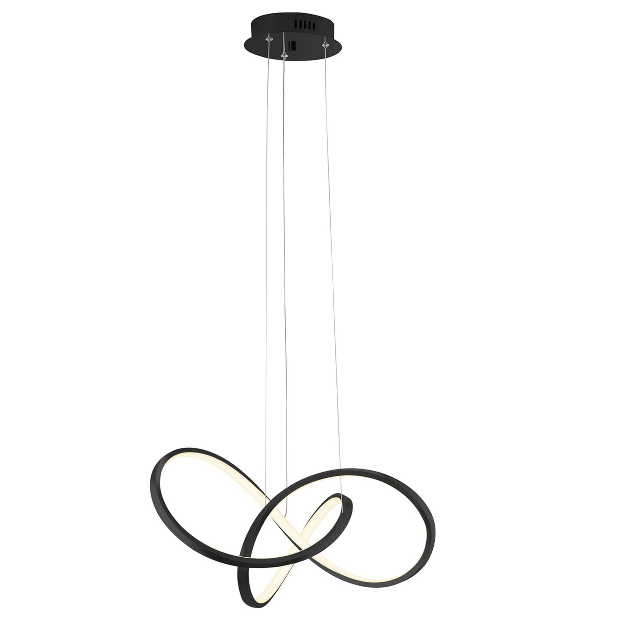 Finesse Decor Knotted LED Dimmable Chandelier - Black Metal Abstract Modern Circular Chandelier for Hallway, Bedroom, Entryway, Island, Office - Perfect for Dining Room, Living Room, and Foyer Lighting
