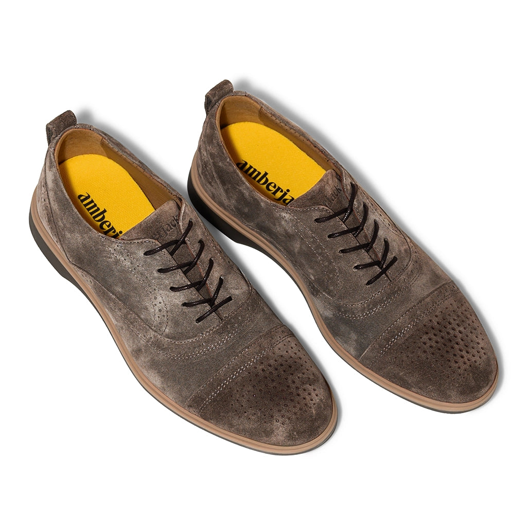 Premium Slate Cap Toe Dress Shoes for Men - Classic Oxford Style for Business, Formal & Wedding Occasions