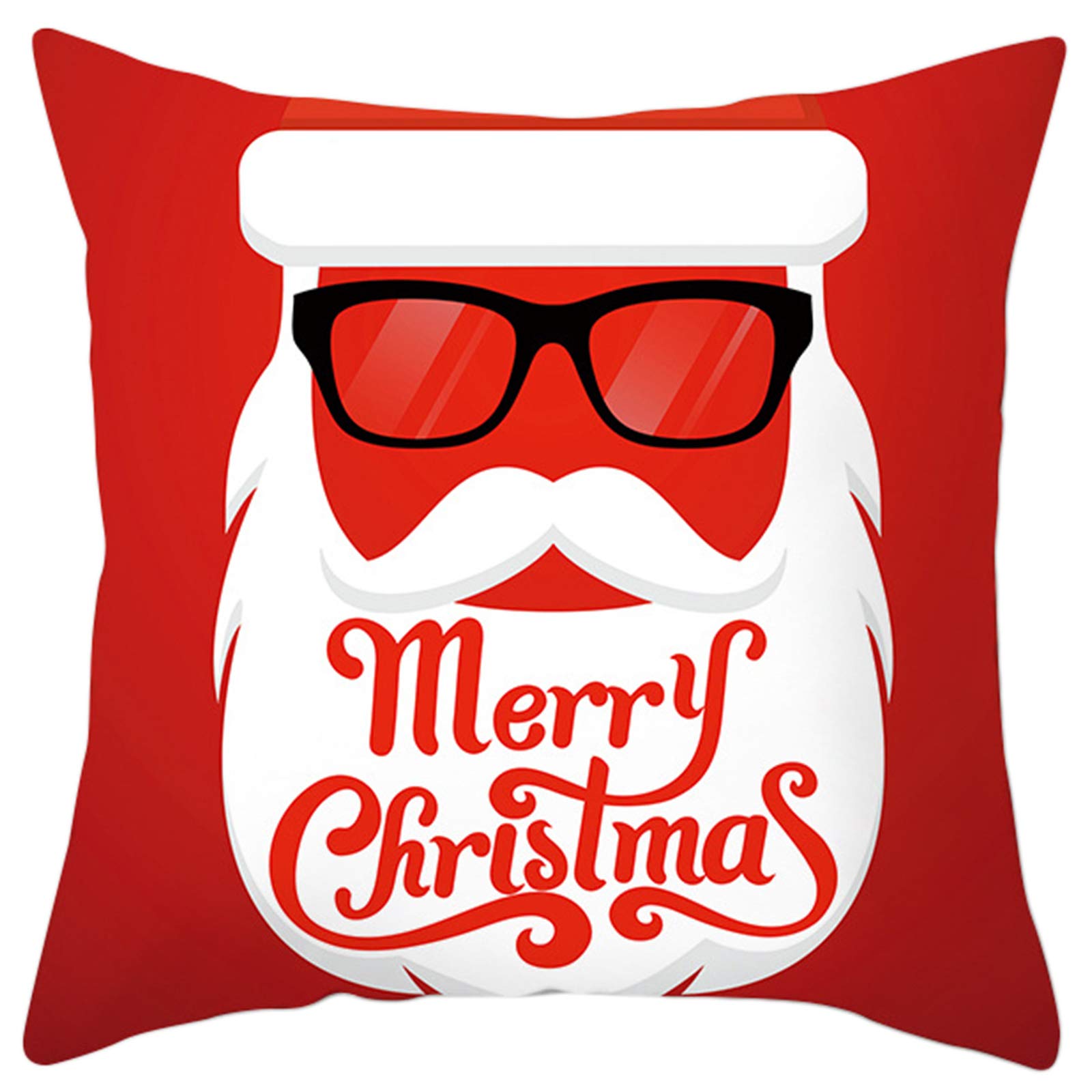 Funny Santa Claus Glasses Merry Christmas Throw Pillow Cover | Holiday Decor for Sofa, Couch & Bed | Festive Home Decor & Gift Idea