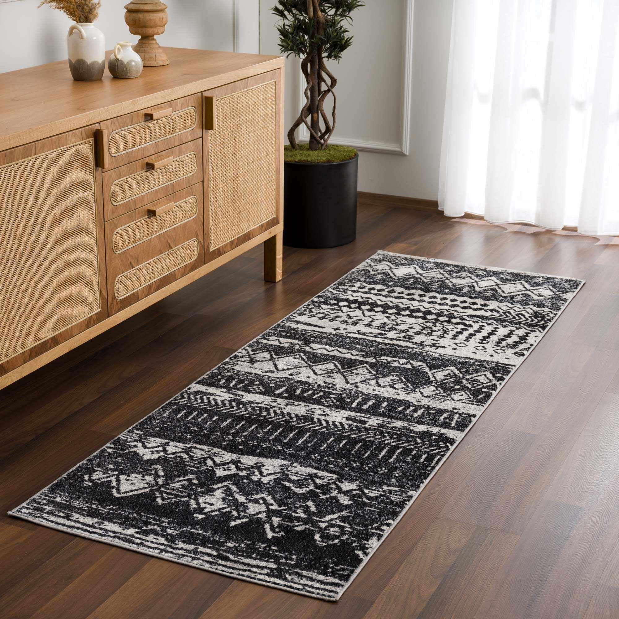 Hauteloom Palali Washable Area Rug for Living Room & Bedroom - Black & Gray - 9'3