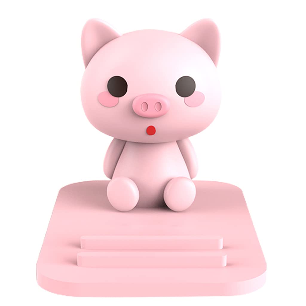 Adjustable Pink Pig & Green Frog Phone Holder for Desk - Cute Cartoon Animal Cell Phone Stand, Creative Gift for Girls - Perfect for Office, Home, or Dorm Room Use