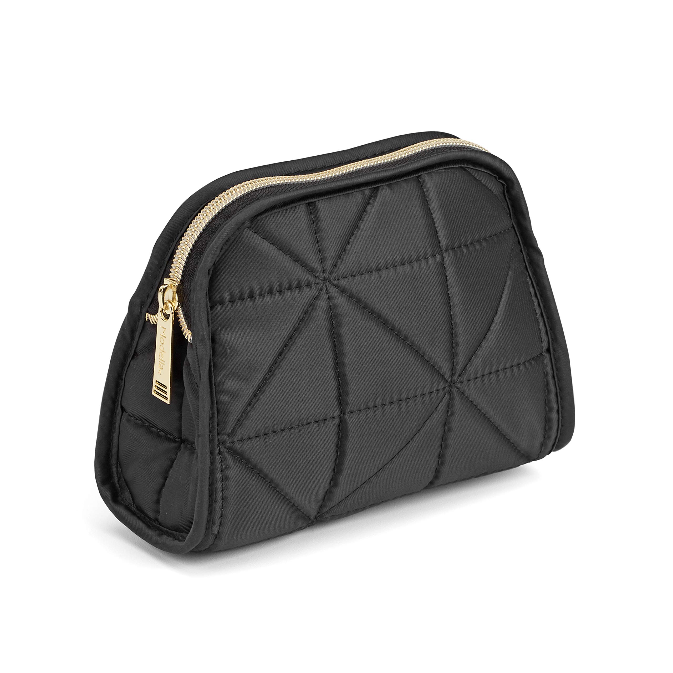 Conair Small Black Quilted Makeup Bag - Travel Cosmetic Organizer for Everyday Touch Ups, Jewelry Storage - Perfect Purse & Carry-On Size - Great for Travel, Gym & Daily Essentials Organization