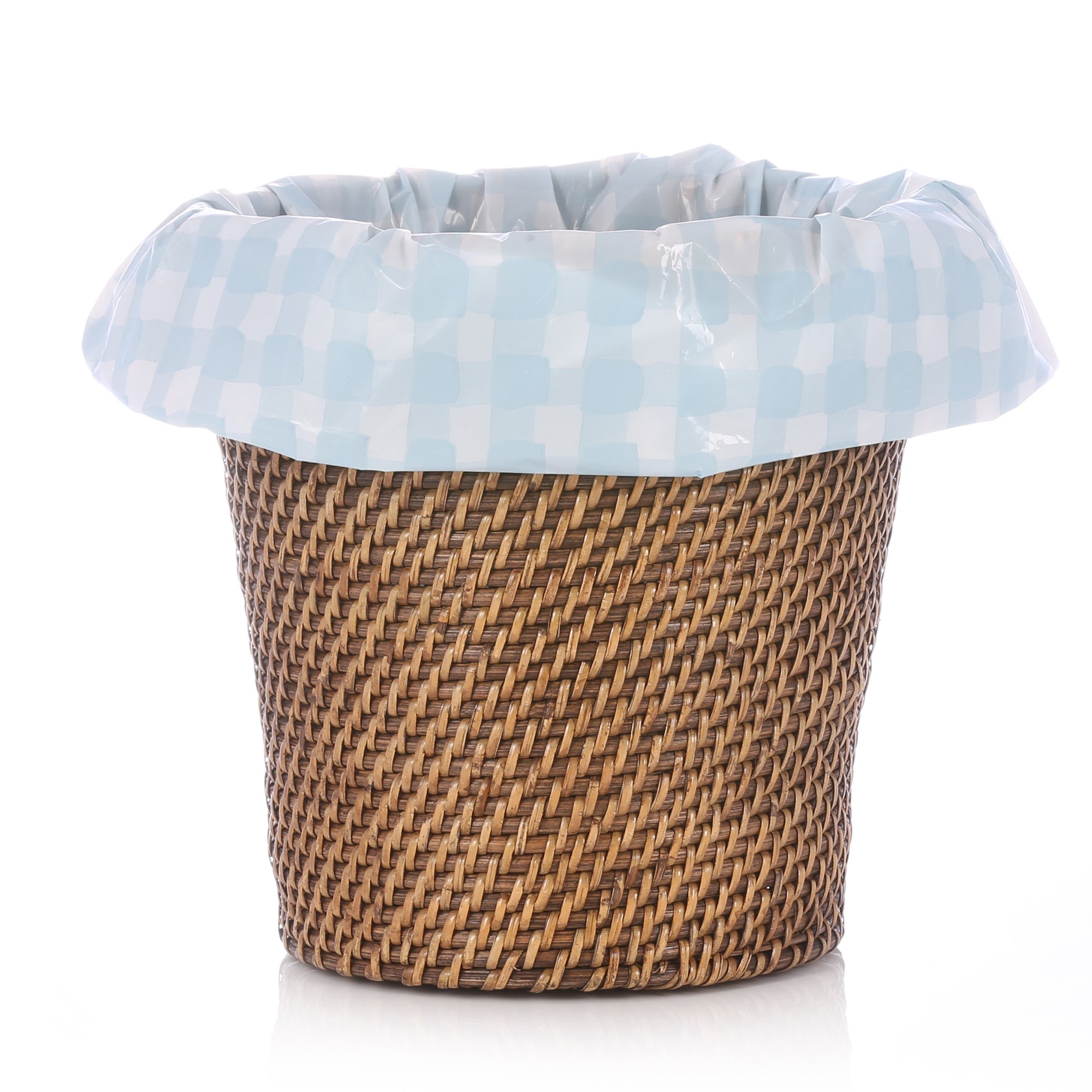 Reusable Baby Blue Gingham Plastic Gift Wrap Bags - Eco-Friendly Nursery Trash Bags - 10 Pack (21