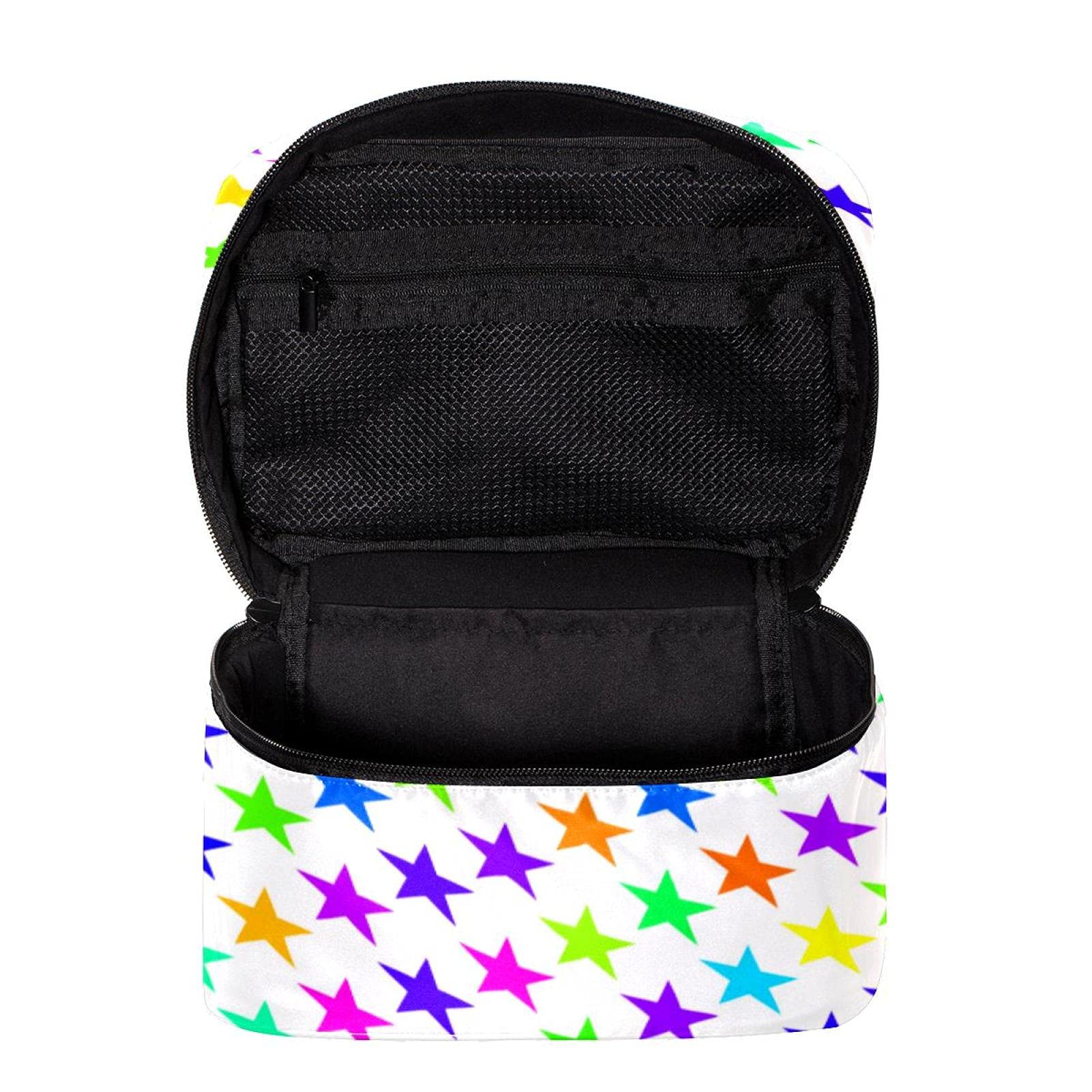 Colorful Wave Stars Pattern Large Travel Makeup Bag - Waterproof Cosmetic Organizer Case with Zipper for Women & Girls | Perfect for Vacation, Gym, Beach Trips & Daily Essentials Storage
