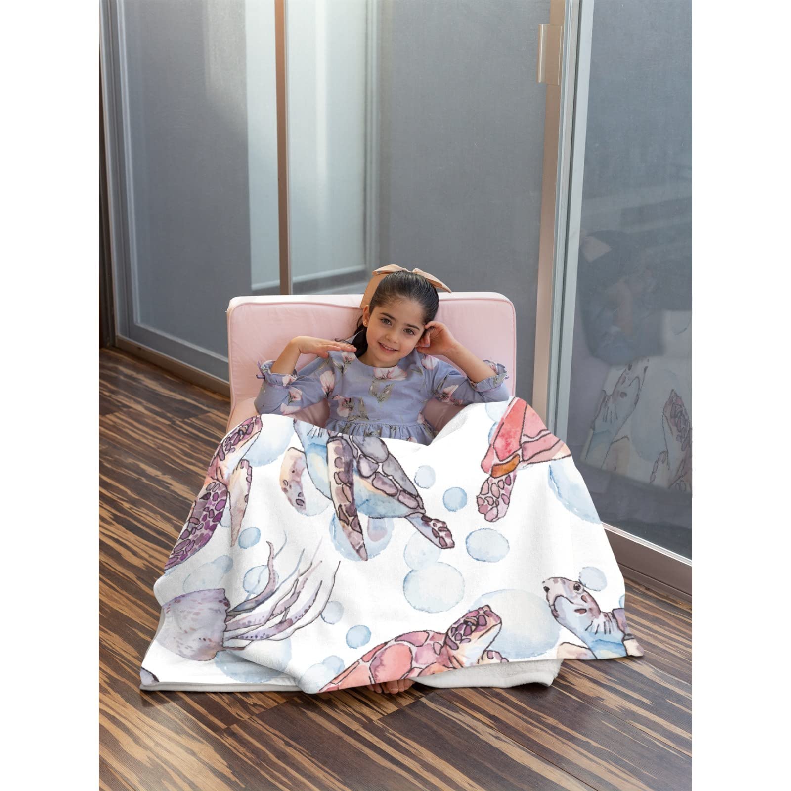 Ultra Soft Turtle Jellyfish Microfiber Flannel Throw Blanket - 120