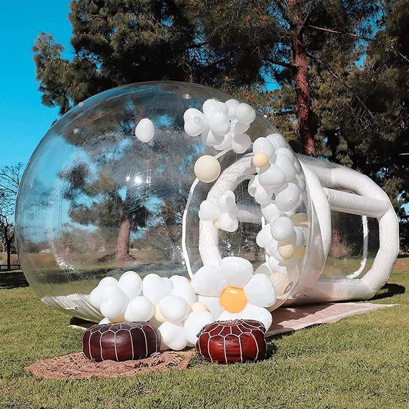 SKVLF 16ft Inflatable Bubble Tunnel Tent - Waterproof Transparent Camping Tent for Outdoor Adventures, Garden Parties, and Kids Playhouse - Portable & Easy Setup